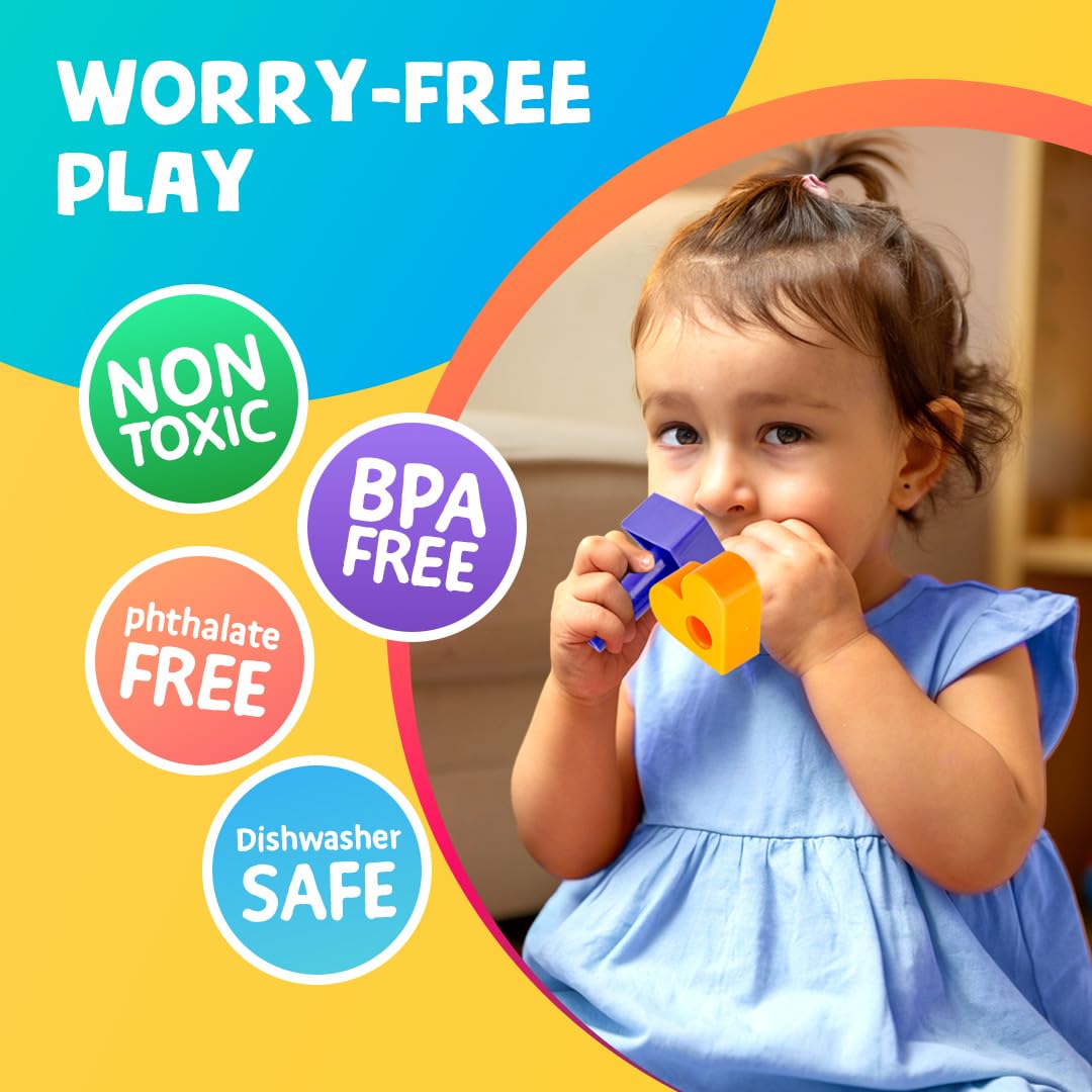 Skoolzy Peg Board Set – Montessori Toys for Toddlers, 38-Piece Plastic Peg Board with Shapes & Storage Bag