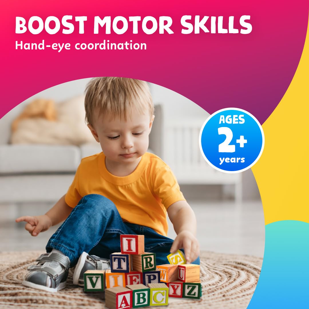 Skoolzy 30 PCS Baby Blocks – Wooden Alphabet Blocks for Toddlers 2–5 | Learning & Building Toys