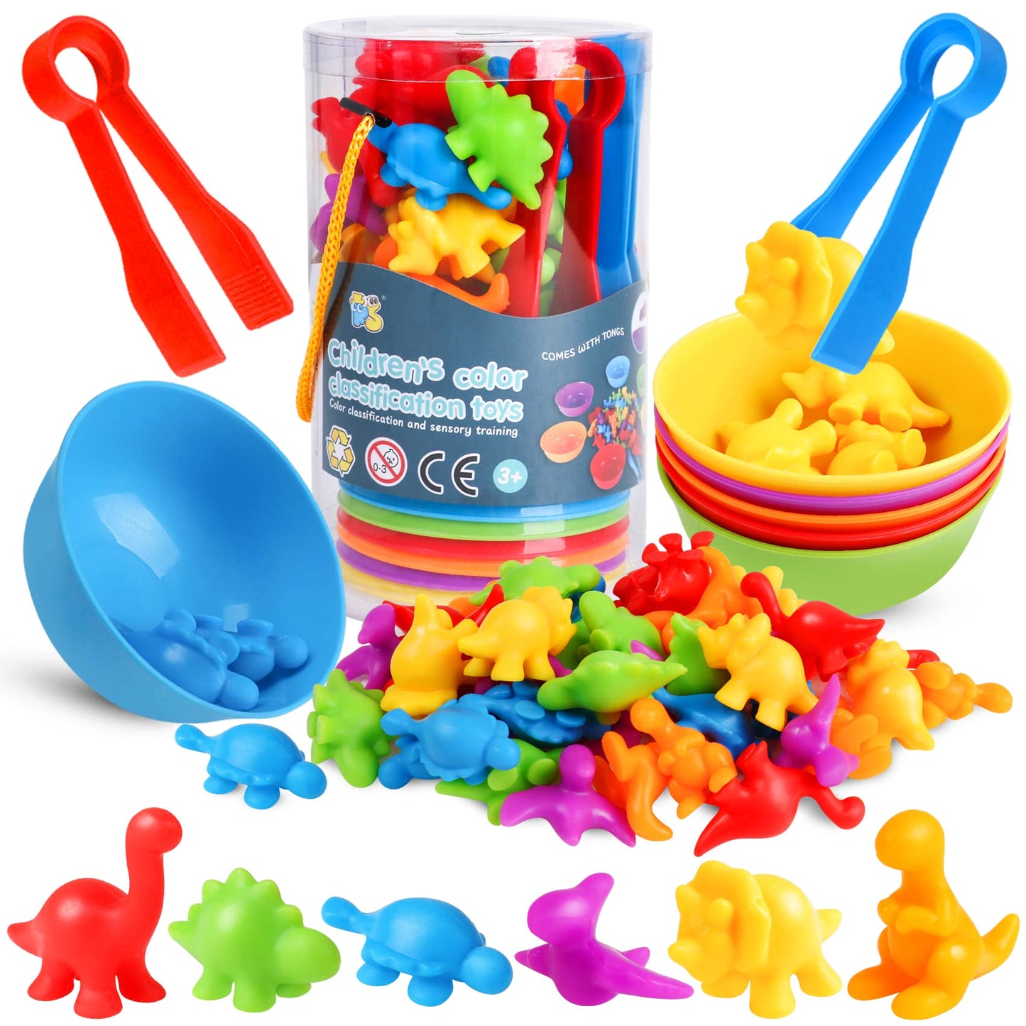 Skrtuan Counting Dinosaur Matching Toys with Sorting Bowls – Montessori Preschool Learning