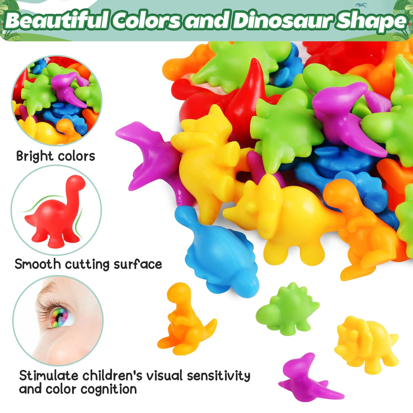 Skrtuan Counting Dinosaur Matching Toys with Sorting Bowls – Montessori Preschool Learning