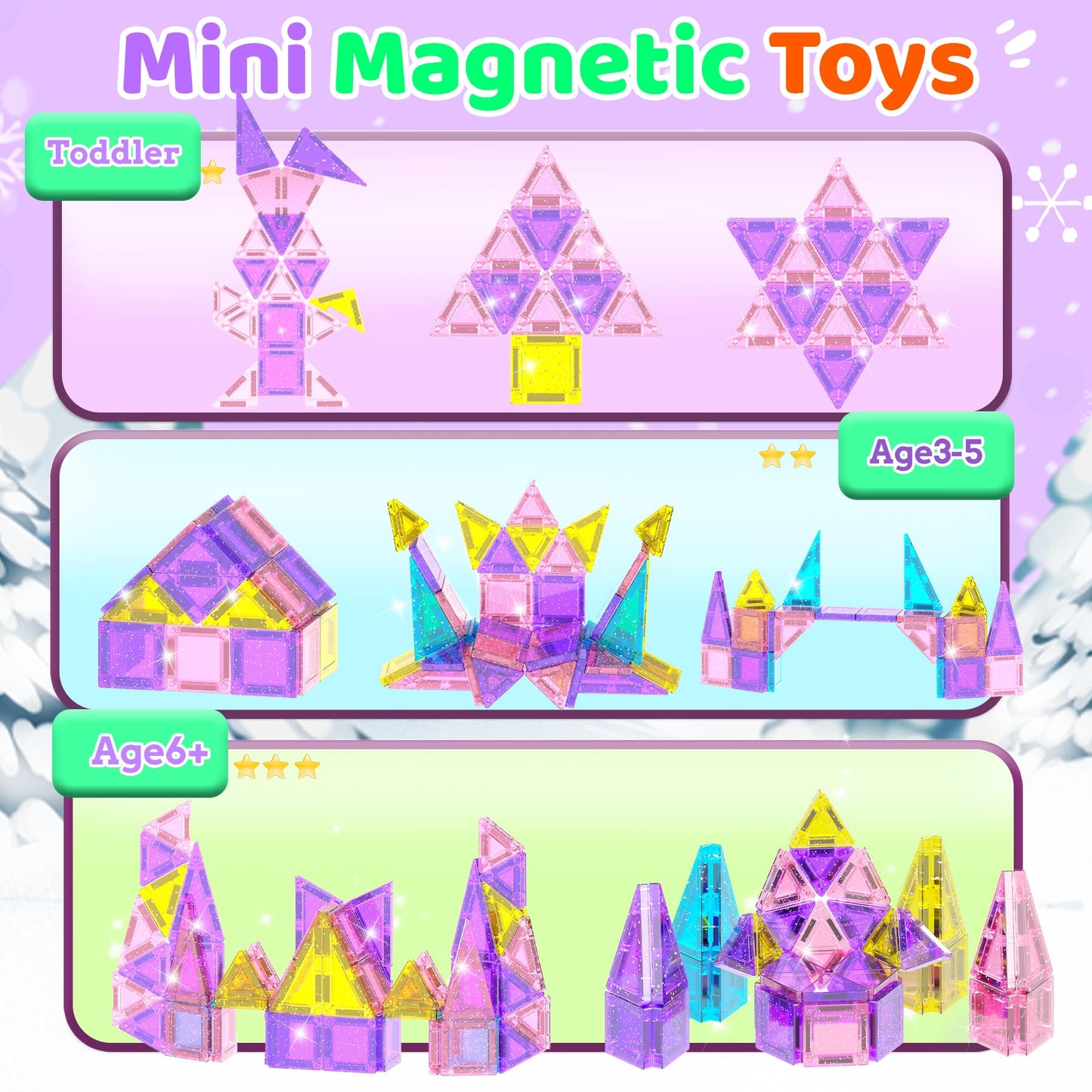 SKTMYY Travel Magnetic Tiles Set for Girls – Pink Portable Tile Toy with Iron Case