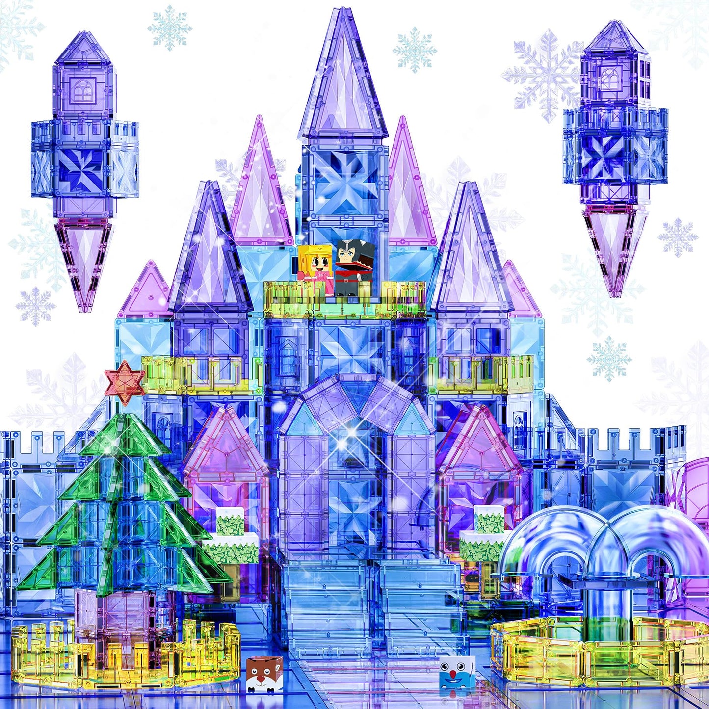 SKTMYY Magnetic Tiles – 114pcs Ice Castle 3D Diamond Princess STEM Toy (Ages 3-8)