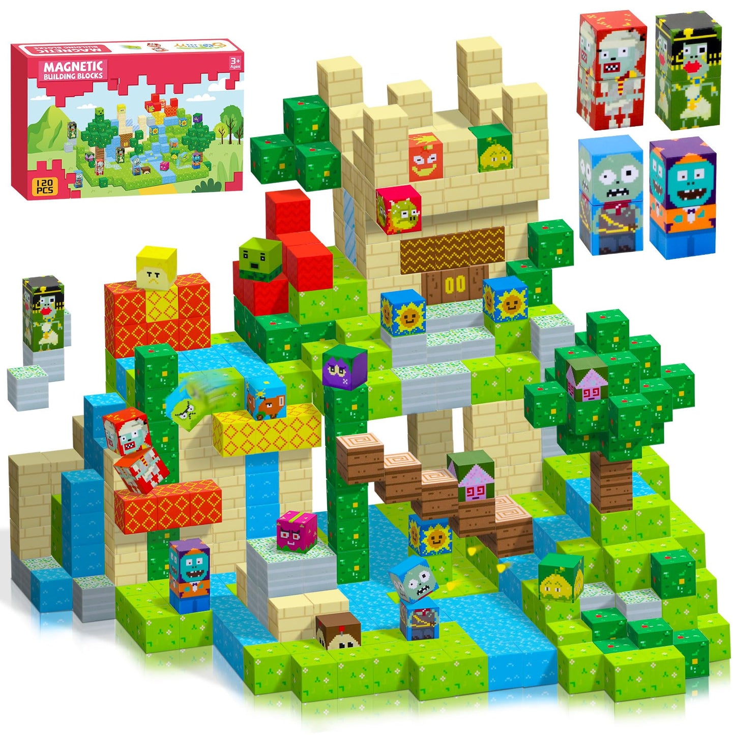 SKTMYY Magnetic Blocks 120pcs – STEM Building Toys for Kids Aged 3-8
