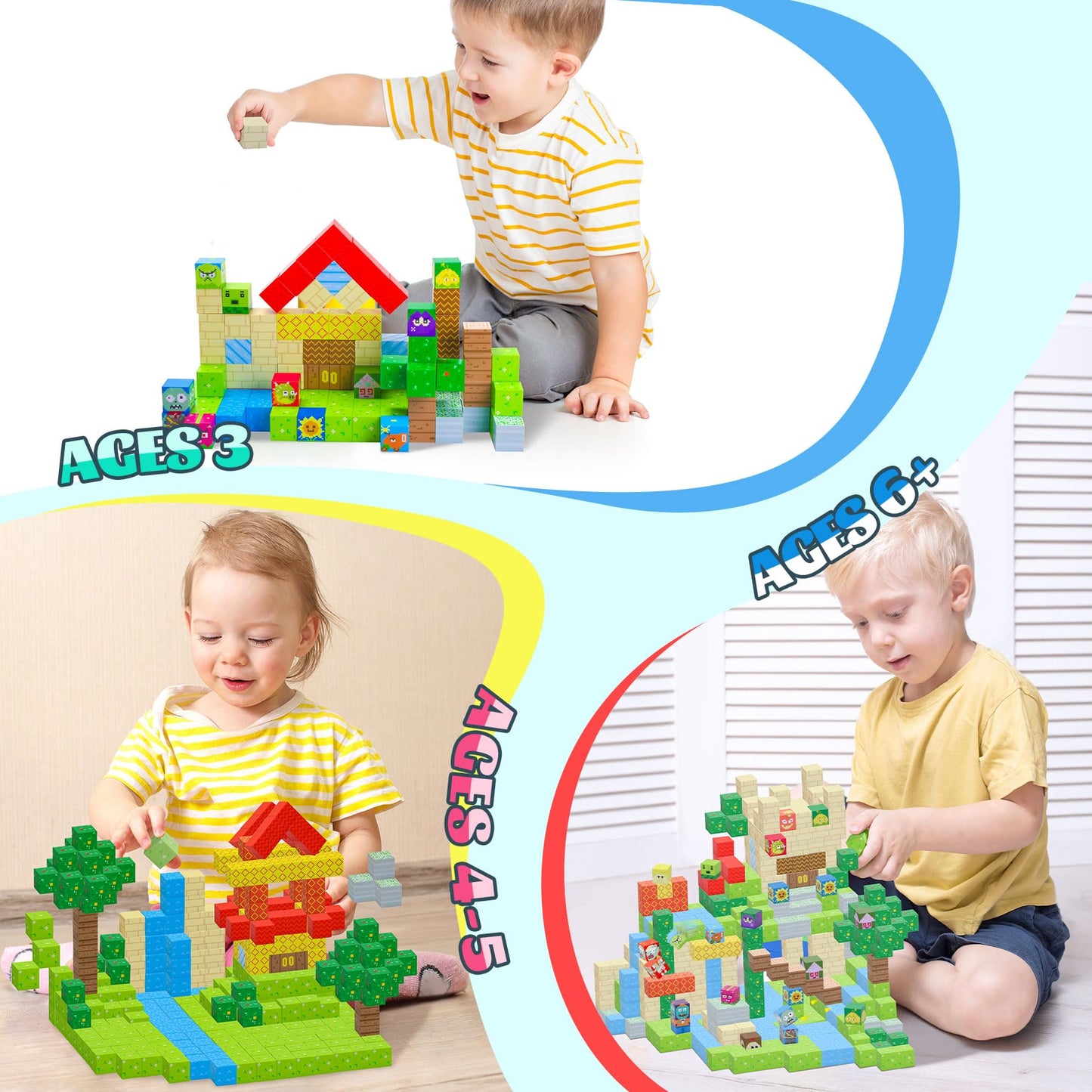 SKTMYY Magnetic Blocks 120pcs – STEM Building Toys for Kids Aged 3-8