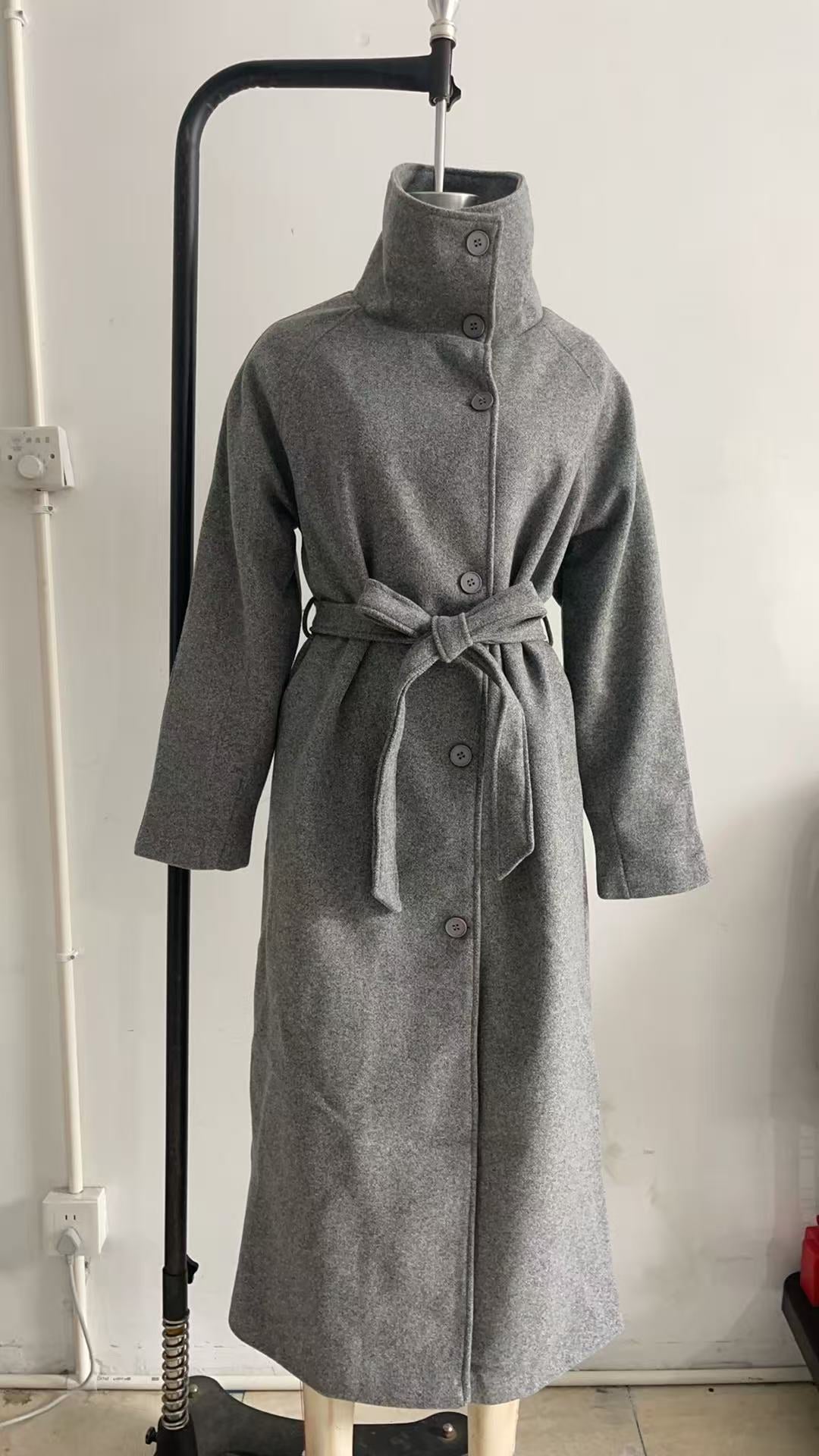 Lace-Up Collar Coat