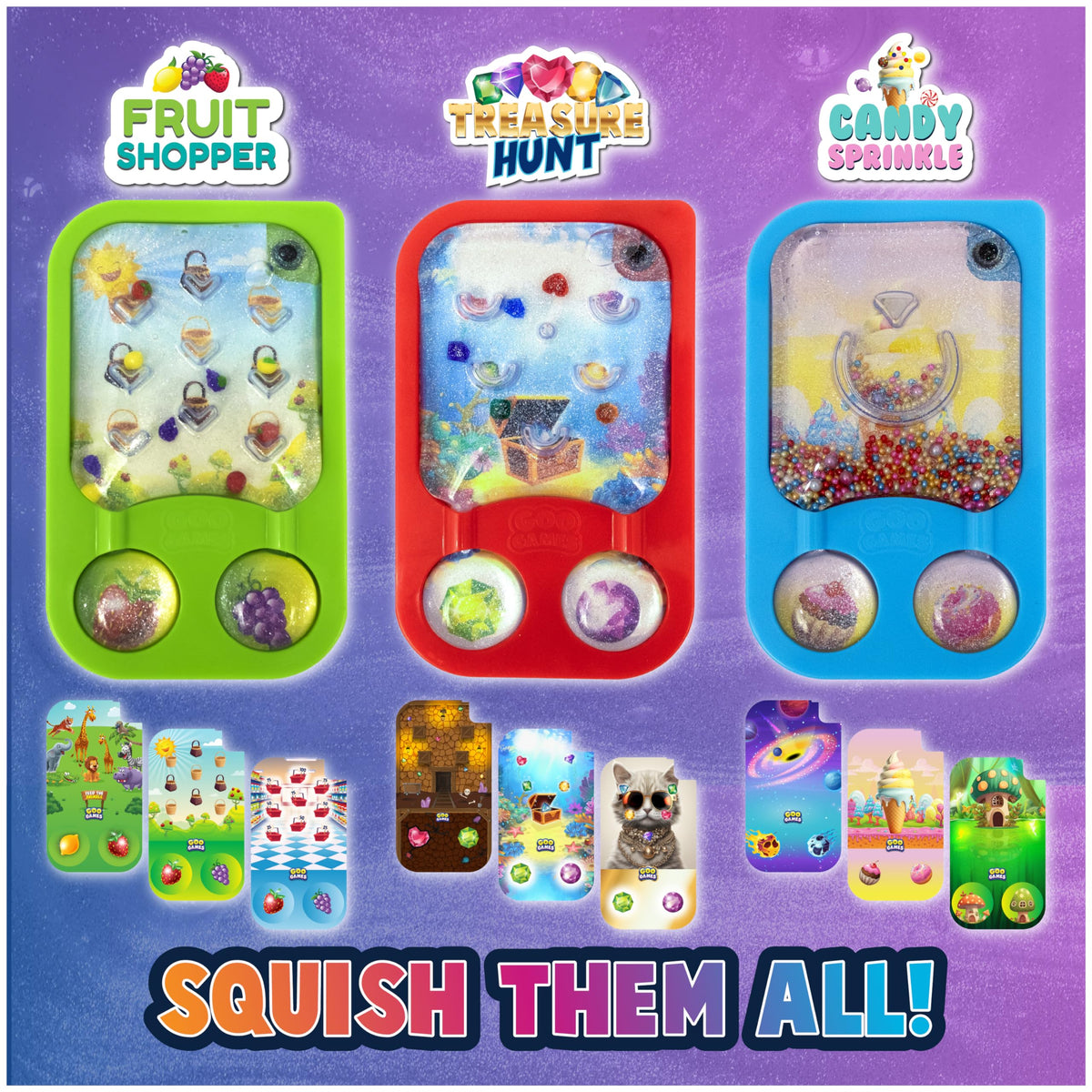 Sky Castle GooGames – Hand-Held Water Games with Floating Treasures | Non-Toxic, No-Mess, 3 Cards Included, Travel Friendly