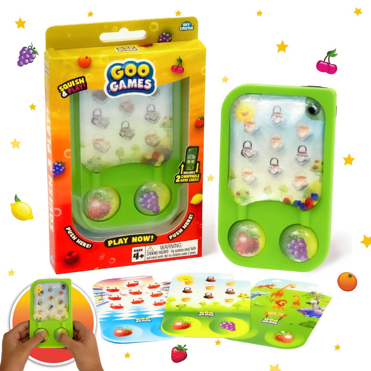 Sky Castle GooGames – Hand-Held Water Games with Floating Treasures | Non-Toxic, No-Mess, 3 Cards Included, Travel Friendly