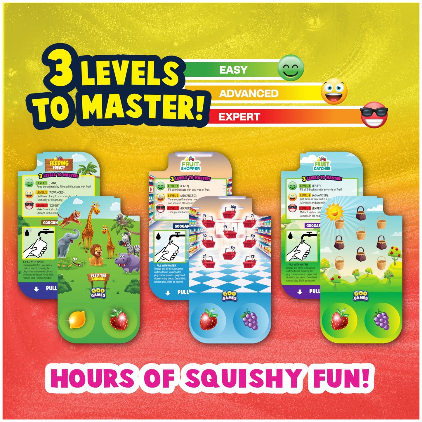 Sky Castle GooGames – Hand-Held Water Games with Floating Treasures | Non-Toxic, No-Mess, 3 Cards Included, Travel Friendly