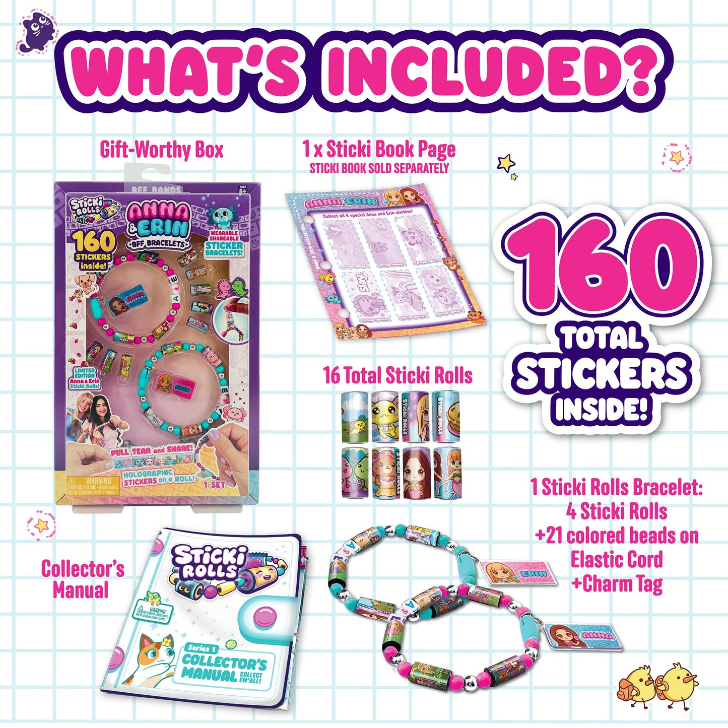 Sticki Rolls Anna & Erin Friendship Bracelet 2-Pack | Sky Castle