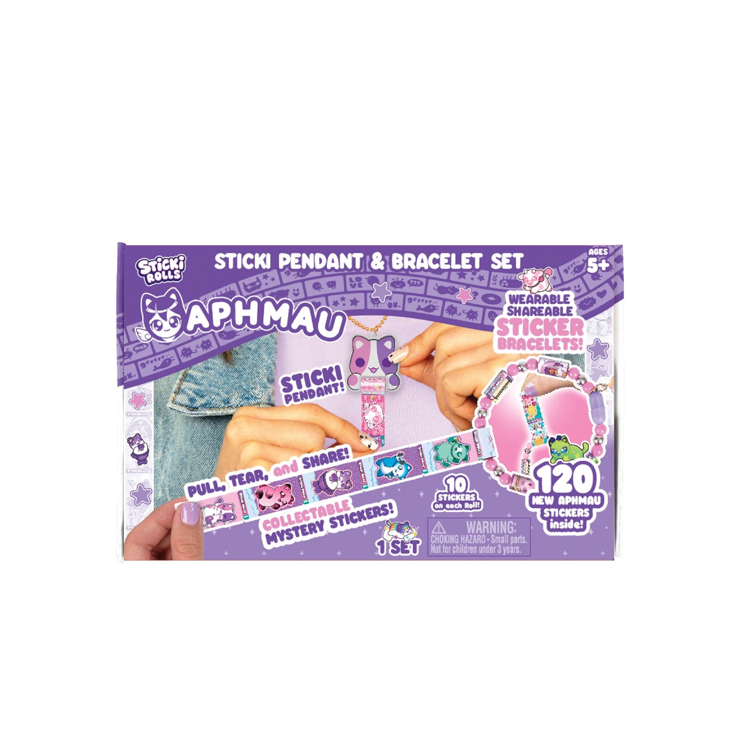 Sky Castle Sticki Rolls x Aphmau – Pendant & Bracelet Sticker Set (Limited Edition, Purple Pink Cat)