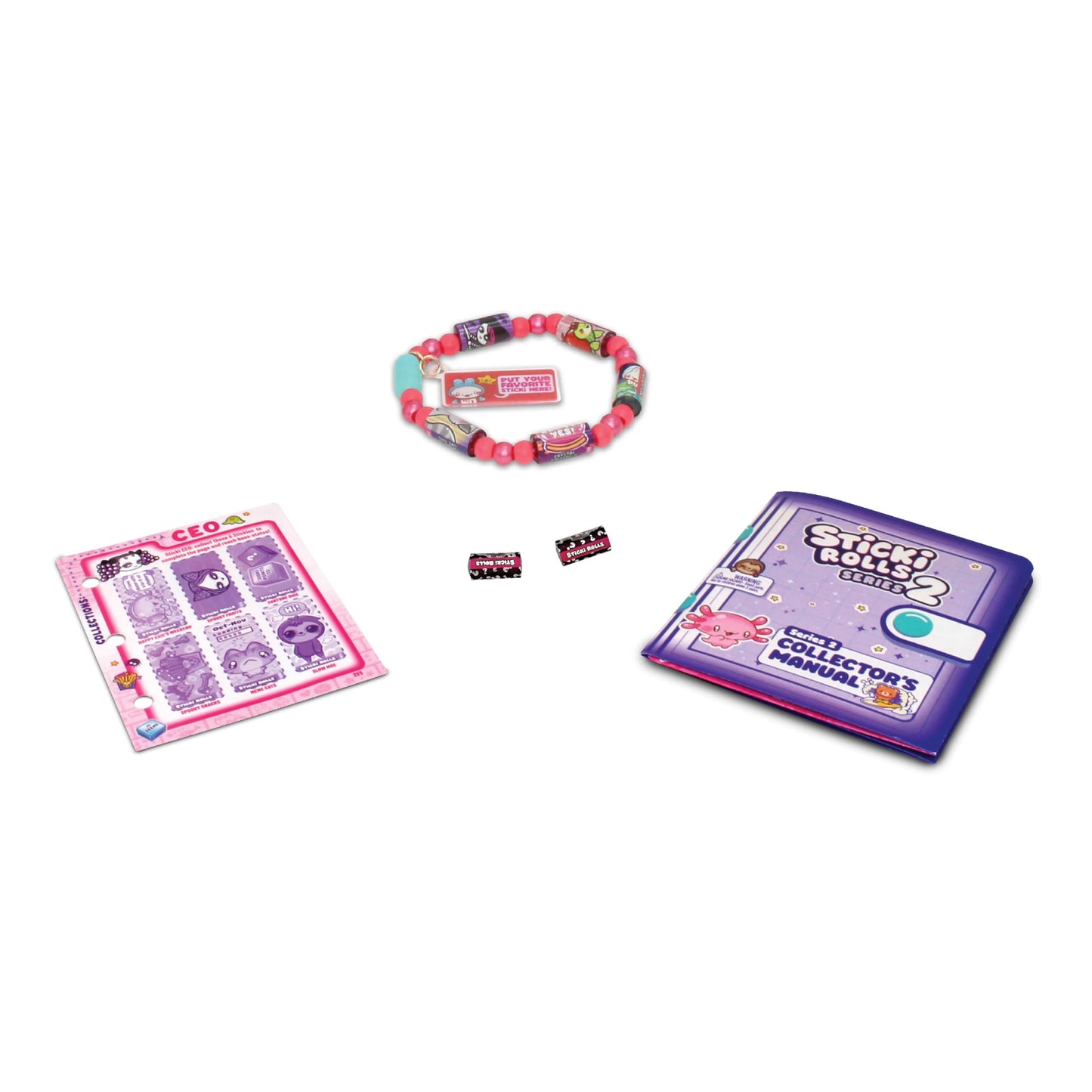 Sky Castle STICKI Rolls Sticki Bands – The Original Wearable Shareable Sticker Bracelet (70 Minis + 2 Mystery Rolls, Series 2 Red)