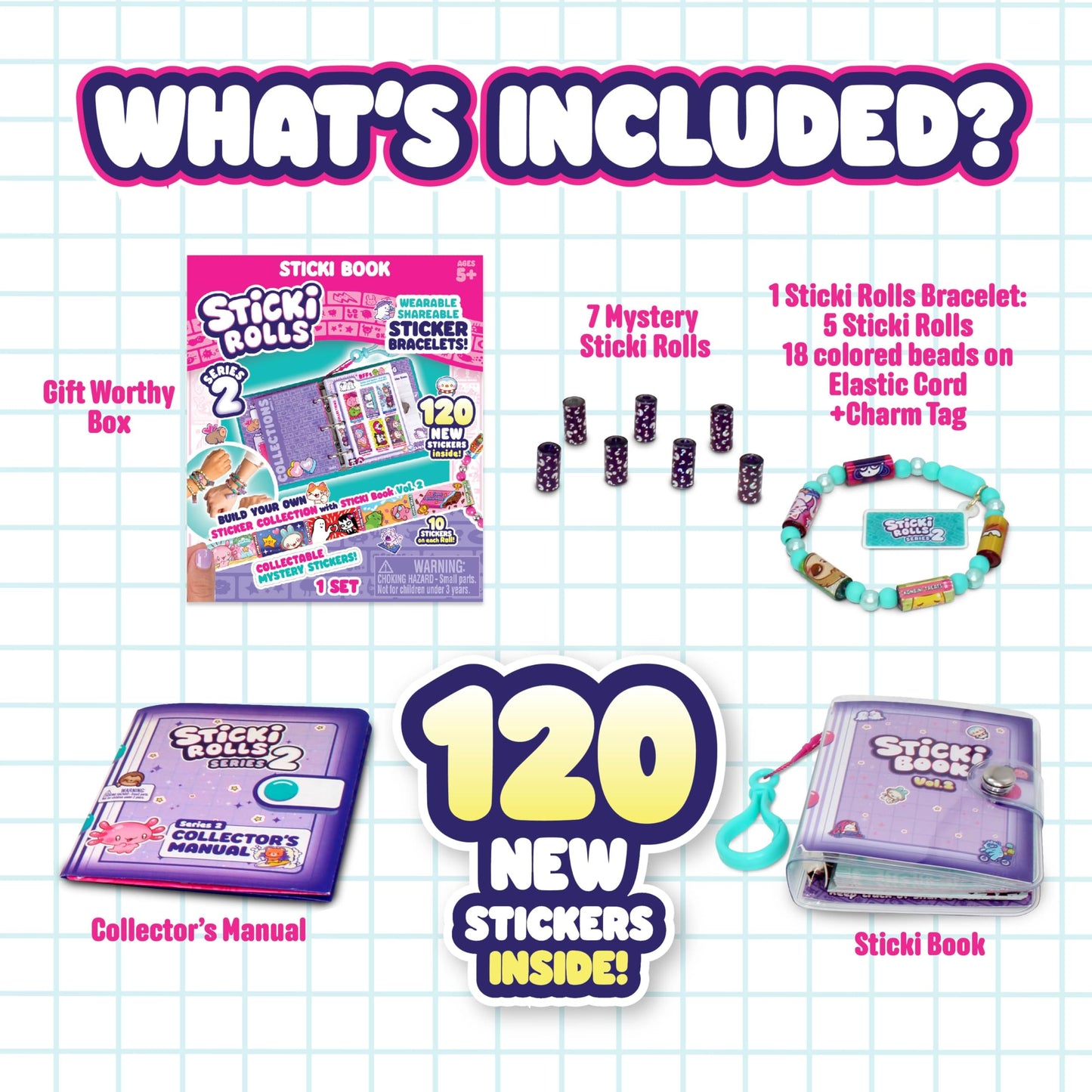 Sky Castle Sticki Rolls Series 2 – Wearable Sticker Bracelet with 120 Mini Stickers