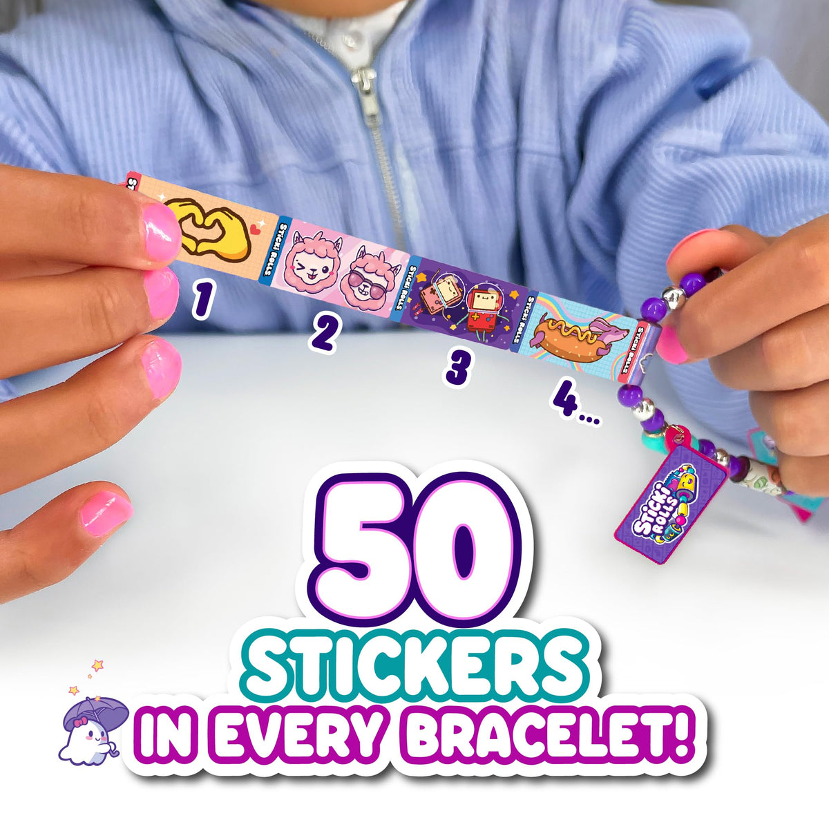 Sky Castle STICKI ROLLS – Wearable Sticker Bracelet with 70 Mini Stickers + 2 Mystery Rolls