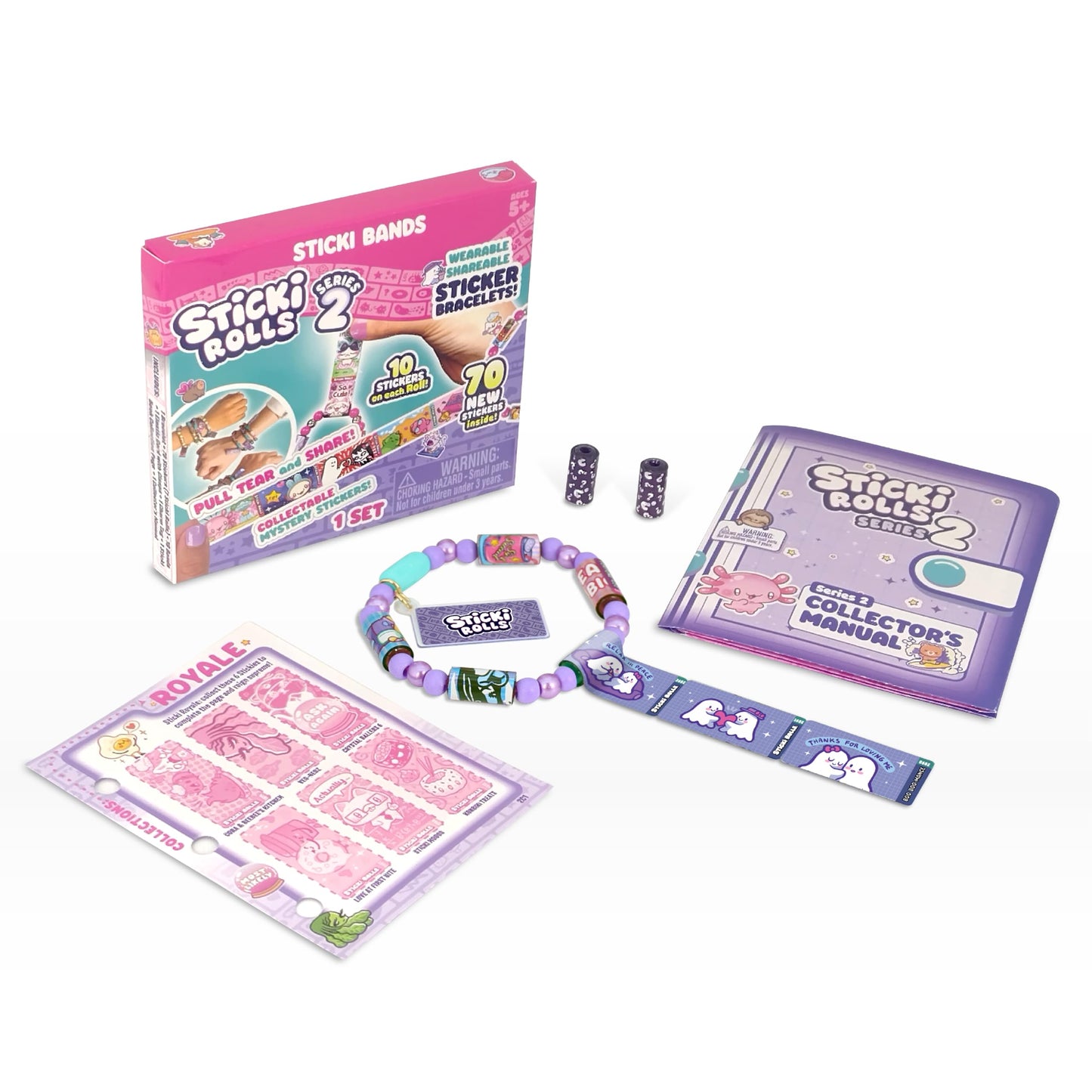 Sky Castle STICKI Rolls – Original Wearable Sticker Bracelet (Series 2, Purple) | 70 Stickers + 2 Mystery Rolls