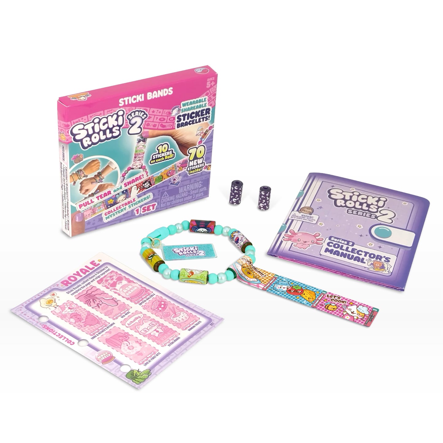 Sky Castle STICKI Rolls – Wearable Sticker Bracelet with 70 Mini Stickers + 2 Mystery Rolls | 1000+ Designs (Series 2 Teal)