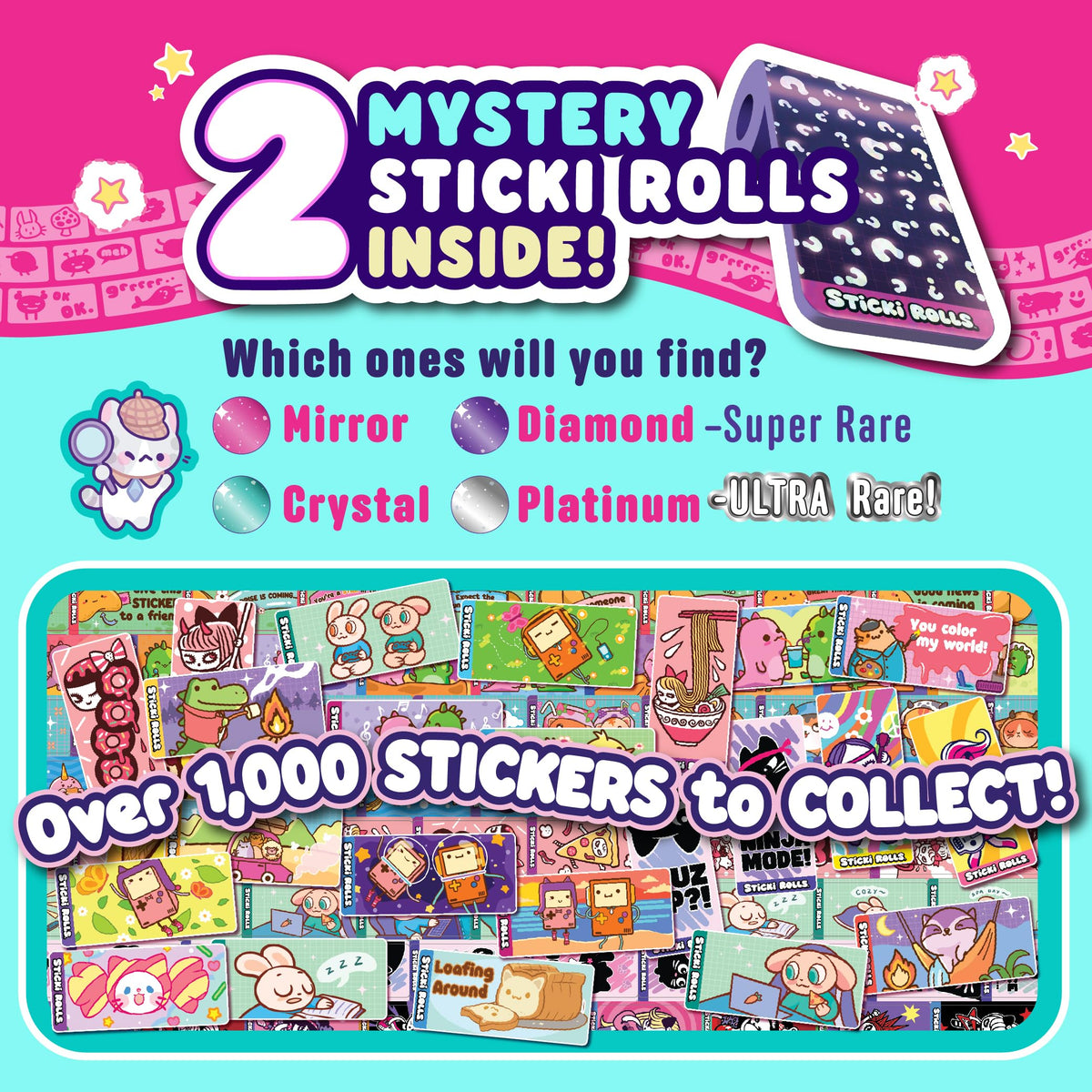 Sky Castle STICKI ROLLS – Wearable Sticker Bracelet with 70 Mini Stickers + 2 Mystery Rolls