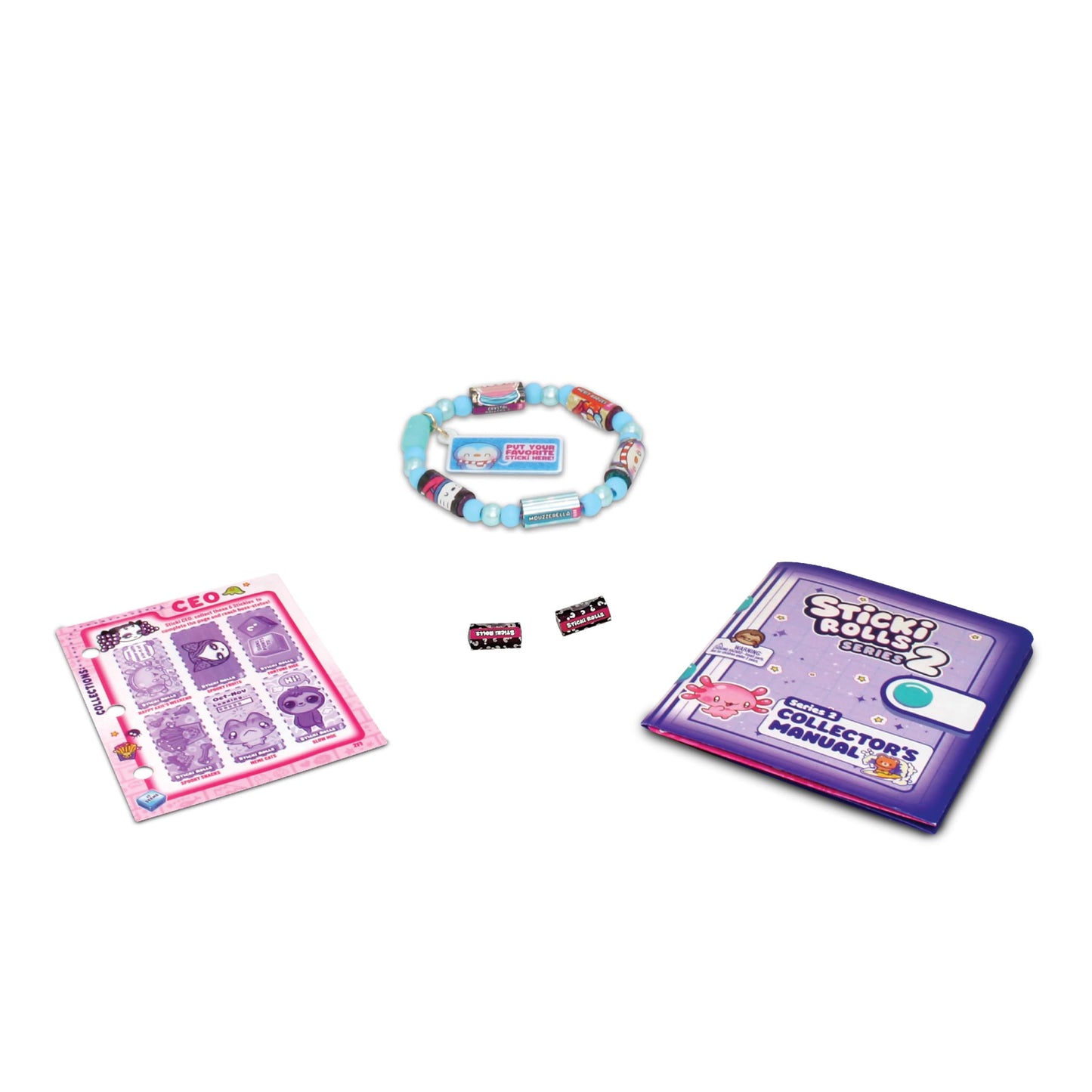 Sky Castle STICKI Rolls Sticki Bands – Wearable Sticker Bracelet with 70 Mini Stickers + 2 Mystery Rolls (Series 2, Blue)
