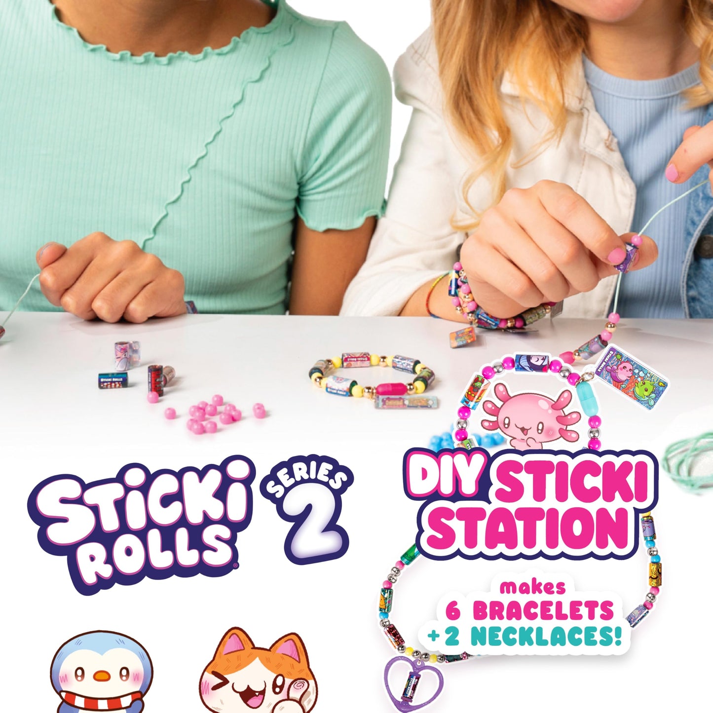 Sky Castle STICKI Rolls Station – Wearable Sticker Jewelry Kit with 320 Mini Stickers (6 Bracelets, 2 Necklaces) – Series 2