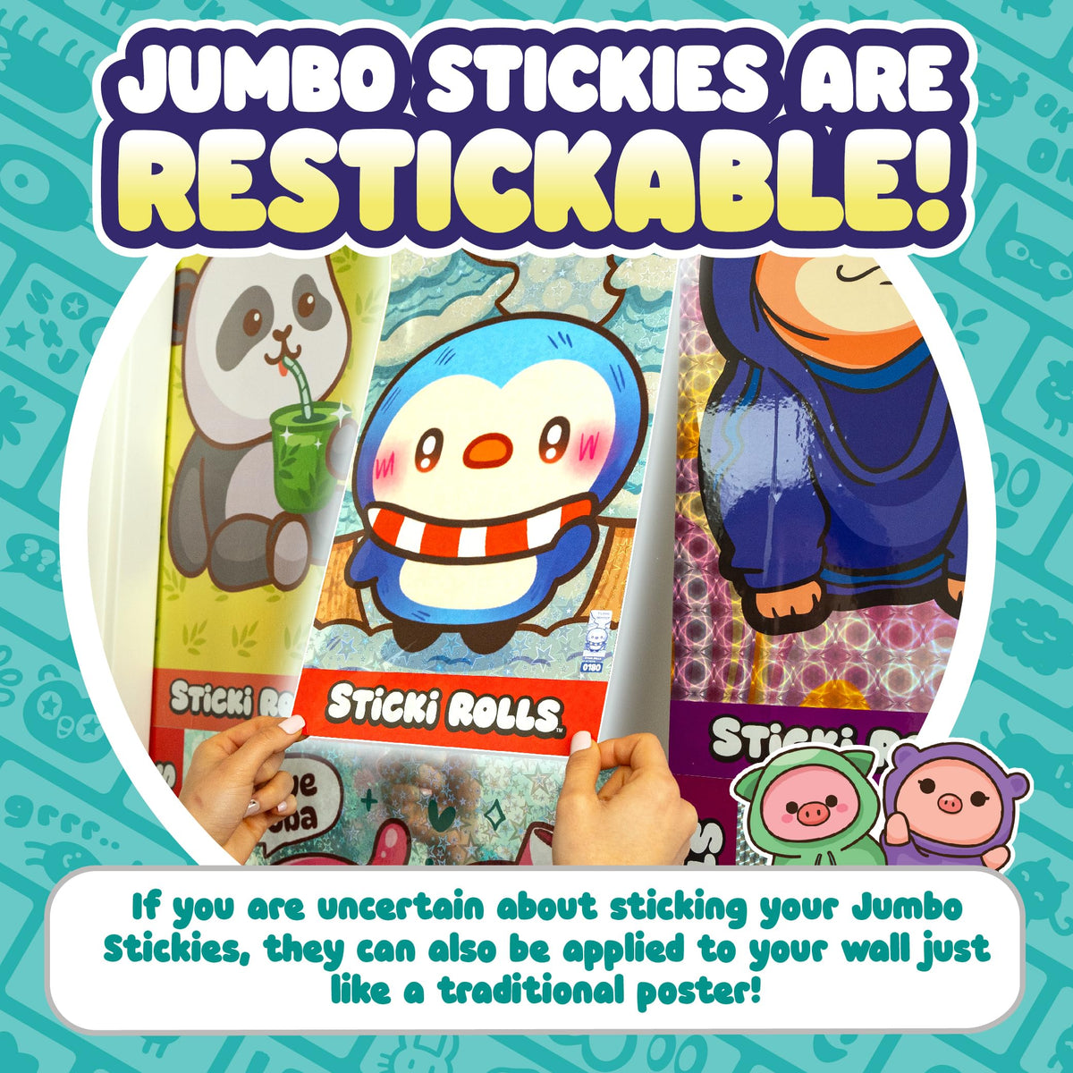 Sticki Rolls Jumbo Stickies – 6-Pack Capsule | Sky Castle Amazon Exclusive Wall Décor