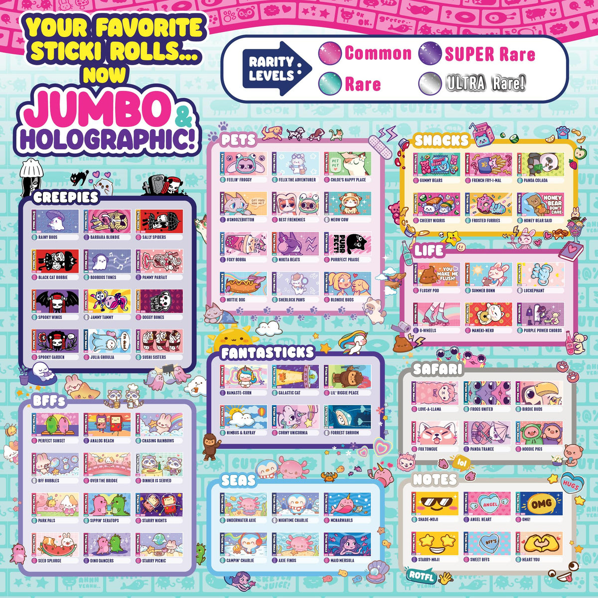 Sky Castle Sticki Rolls Jumbo Stickies – 6-Pack Capsule | Amazon Exclusive Collectible Wall Décor for Kids 5+