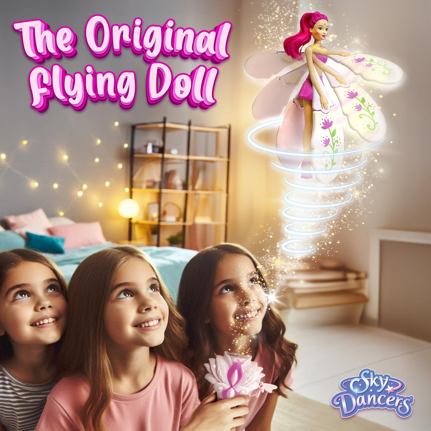 Sky Dancers Flying Doll – Fuchsia Fantasy | Pull-String Flying Toy for Ages 6+