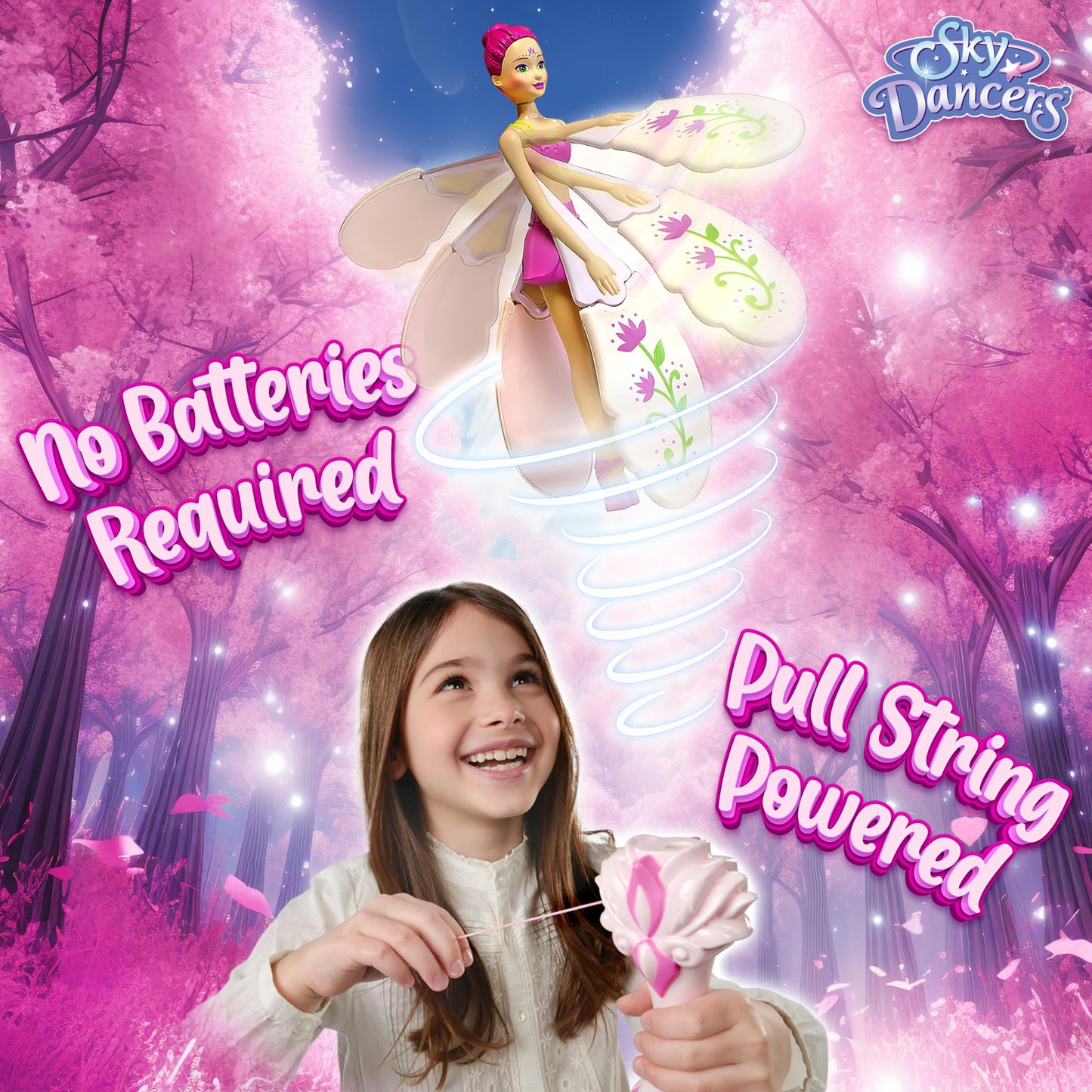 Sky Dancers Flying Doll – Fuchsia Fantasy | Pull-String Flying Toy for Ages 6+