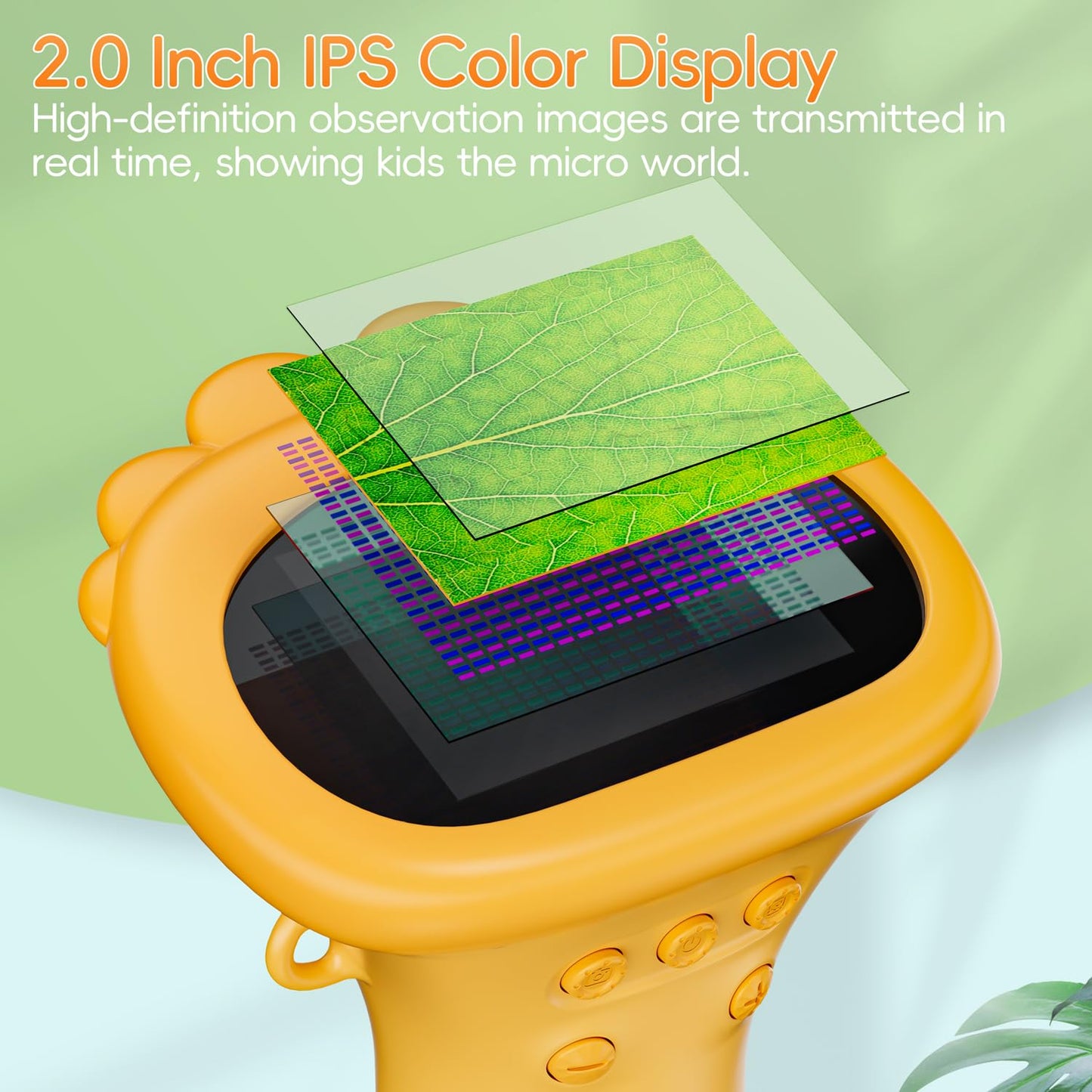SKYBASIC Kids Microscope – 2-Inch IPS Display, 1000X Handheld USB Digital Microscope