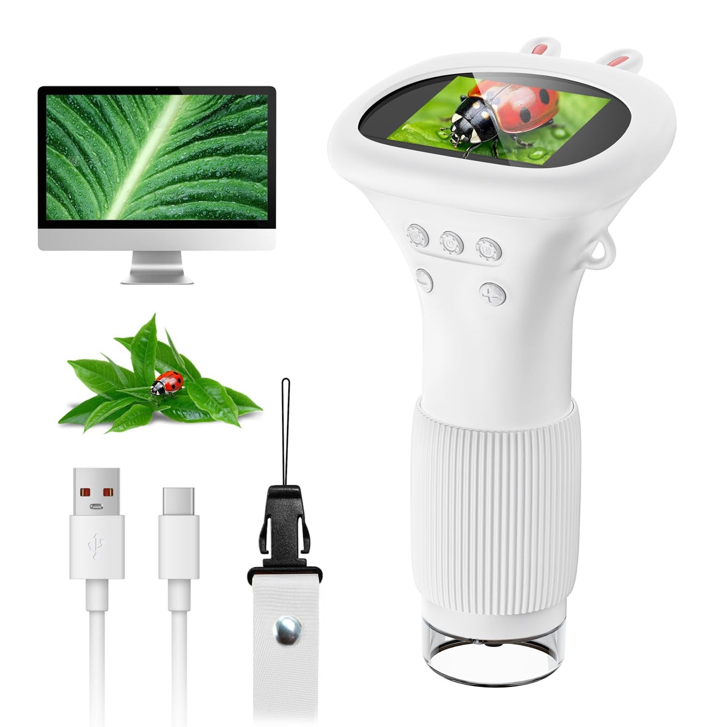 SKYBASIC Kids Microscope - 2-inch IPS Display, 1000X, USB & PC Compatible
