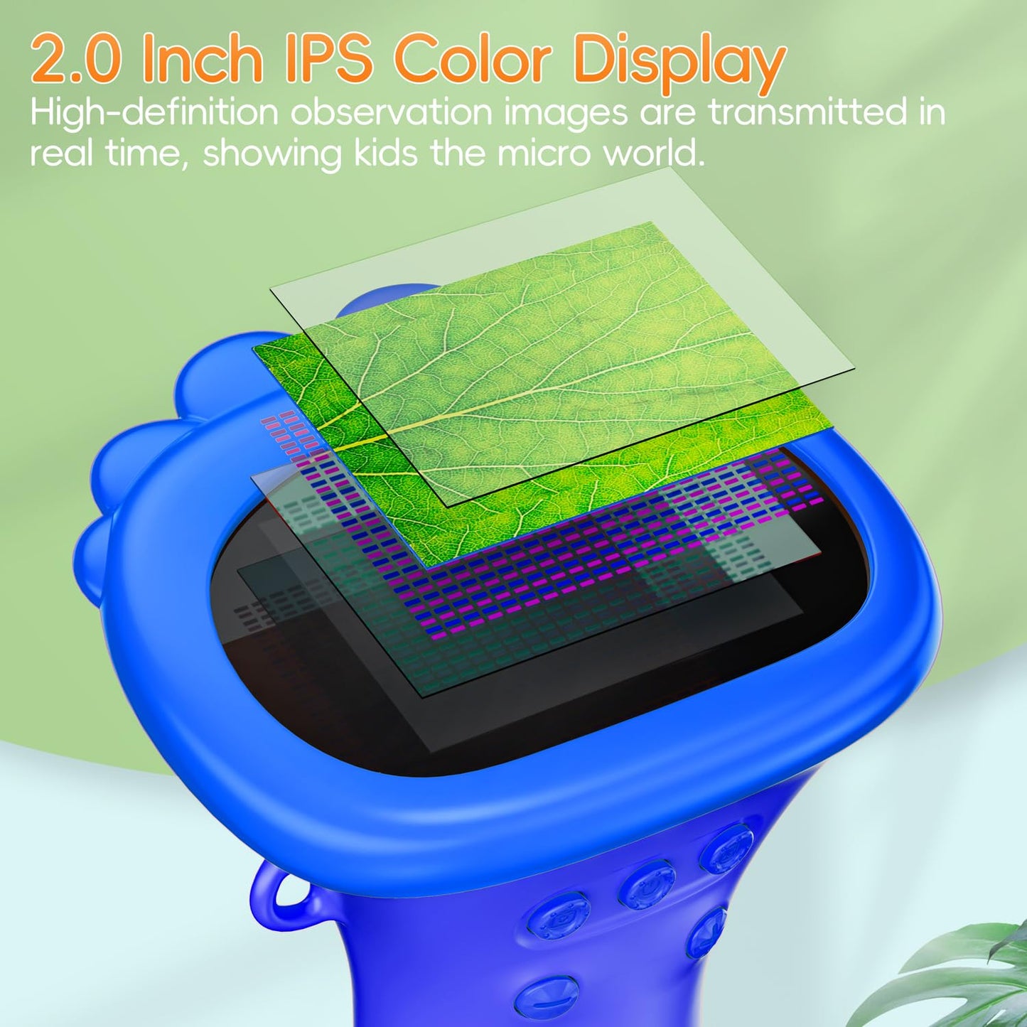 SKYBASIC Kids Digital Microscope – 2-Inch IPS Screen, 1000X Magnification, Portable USB Microscope