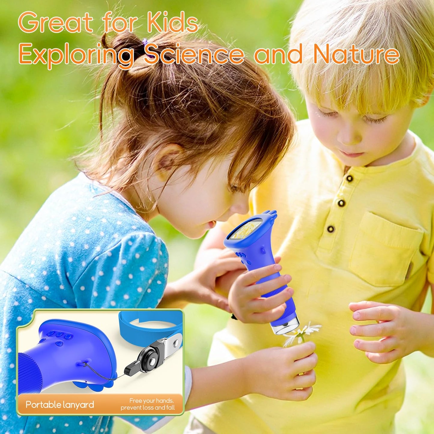 SKYBASIC Kids Digital Microscope – 2-Inch IPS Screen, 1000X Magnification, Portable USB Microscope