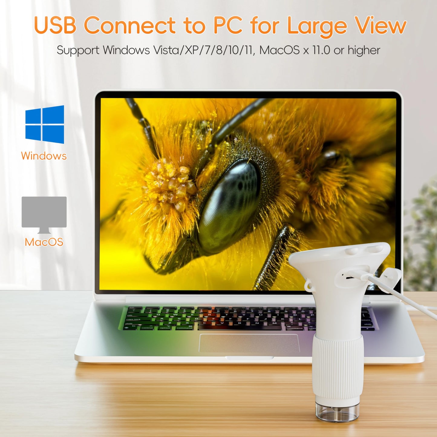 SKYBASIC Kids Microscope - 2-inch IPS Display, 1000X, USB & PC Compatible