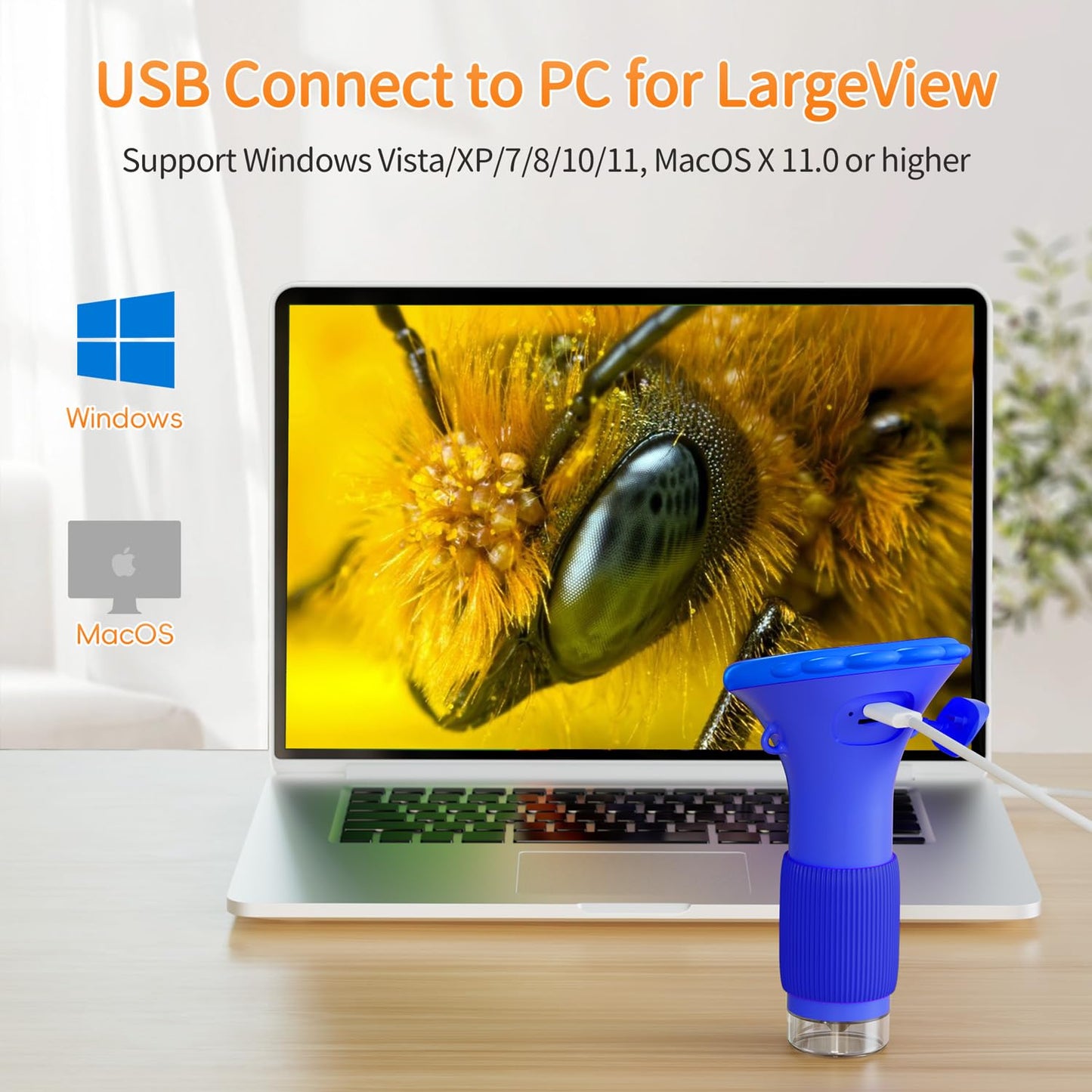SKYBASIC Kids Digital Microscope – 2-Inch IPS Screen, 1000X Magnification, Portable USB Microscope
