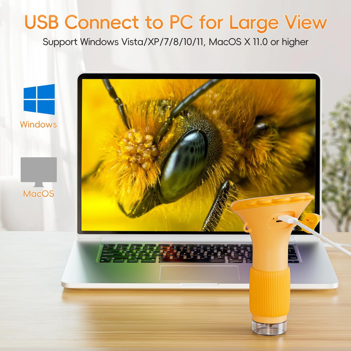 SKYBASIC Kids Microscope – 2-Inch IPS Display, 1000X Handheld USB Digital Microscope