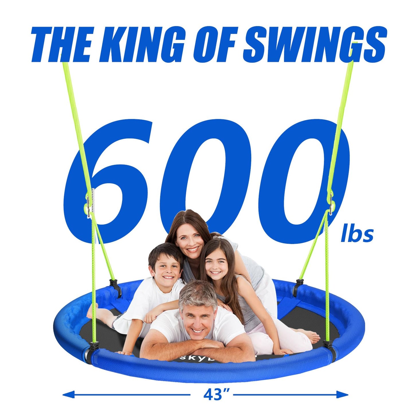 SkyBound 43-Inch Tree Swing – 600 lb Capacity, Waterproof Saucer Swing for Kids & Adults