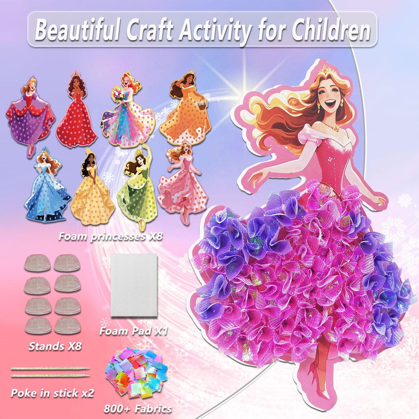 Skyenchant Princess Poke in Art Kit – Creative Dress-Up for Kids 4–9 (8 Pcs)