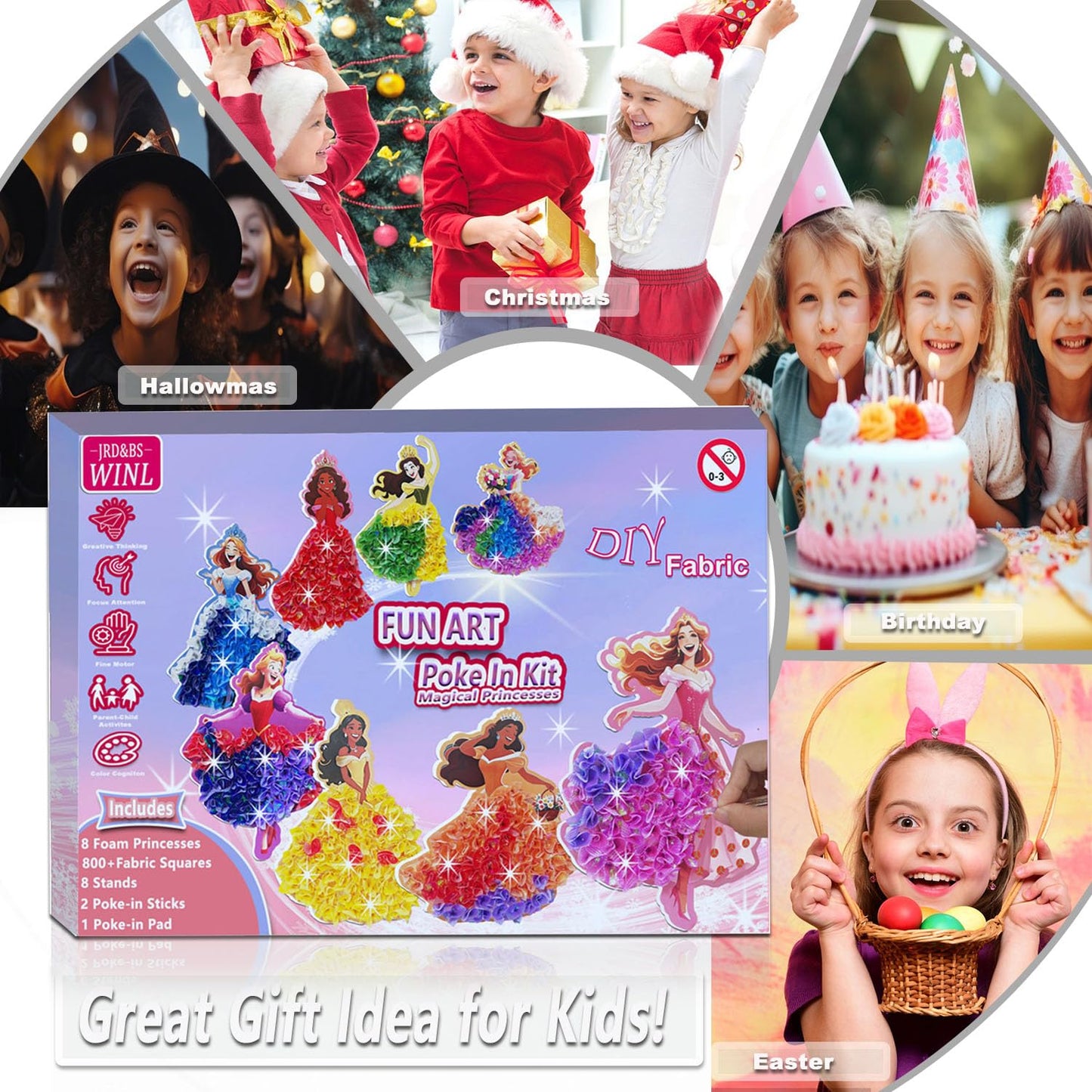 Skyenchant Princess Poke in Art Kit – Creative Dress-Up for Kids 4–9 (8 Pcs)