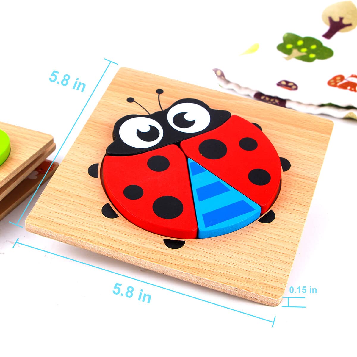 SKYFIELD Wooden Animal Puzzles for Toddlers (Ages 1-3) – 4-Pack Colorful Educational Gift