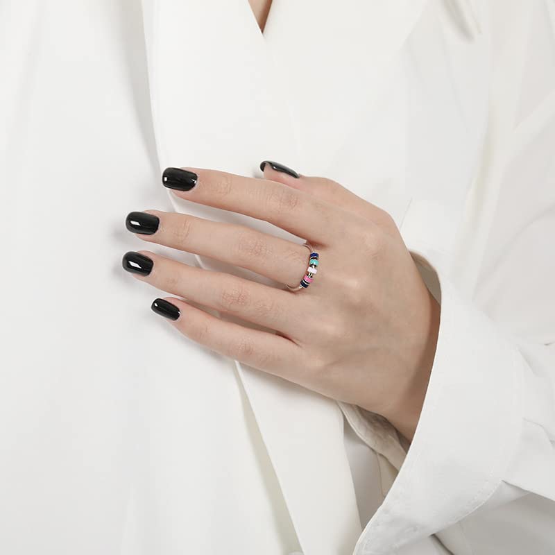 Skyfun 2-Piece Anxiety Ring Set for Daughter | Colorful Bead Spinner Rings in Gift Box