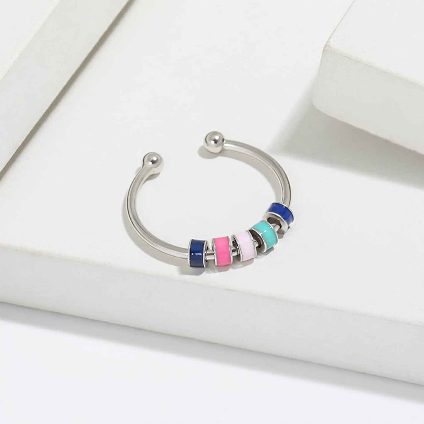 Skyfun 2-Piece Anxiety Ring Set for Daughter | Colorful Bead Spinner Rings in Gift Box