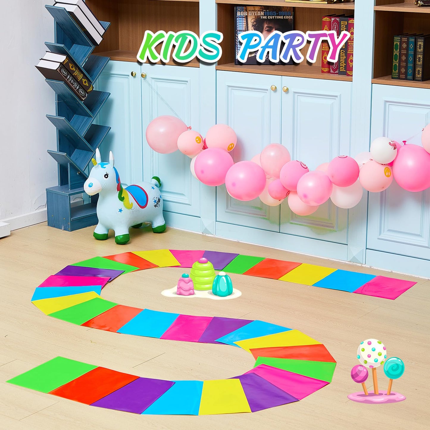 Skyygemm Candy Donut Themed PVC Floor Stickers — 60 Pcs, 11.8 x 7.9 in | Hallway Runway & Halloween Party Decor
