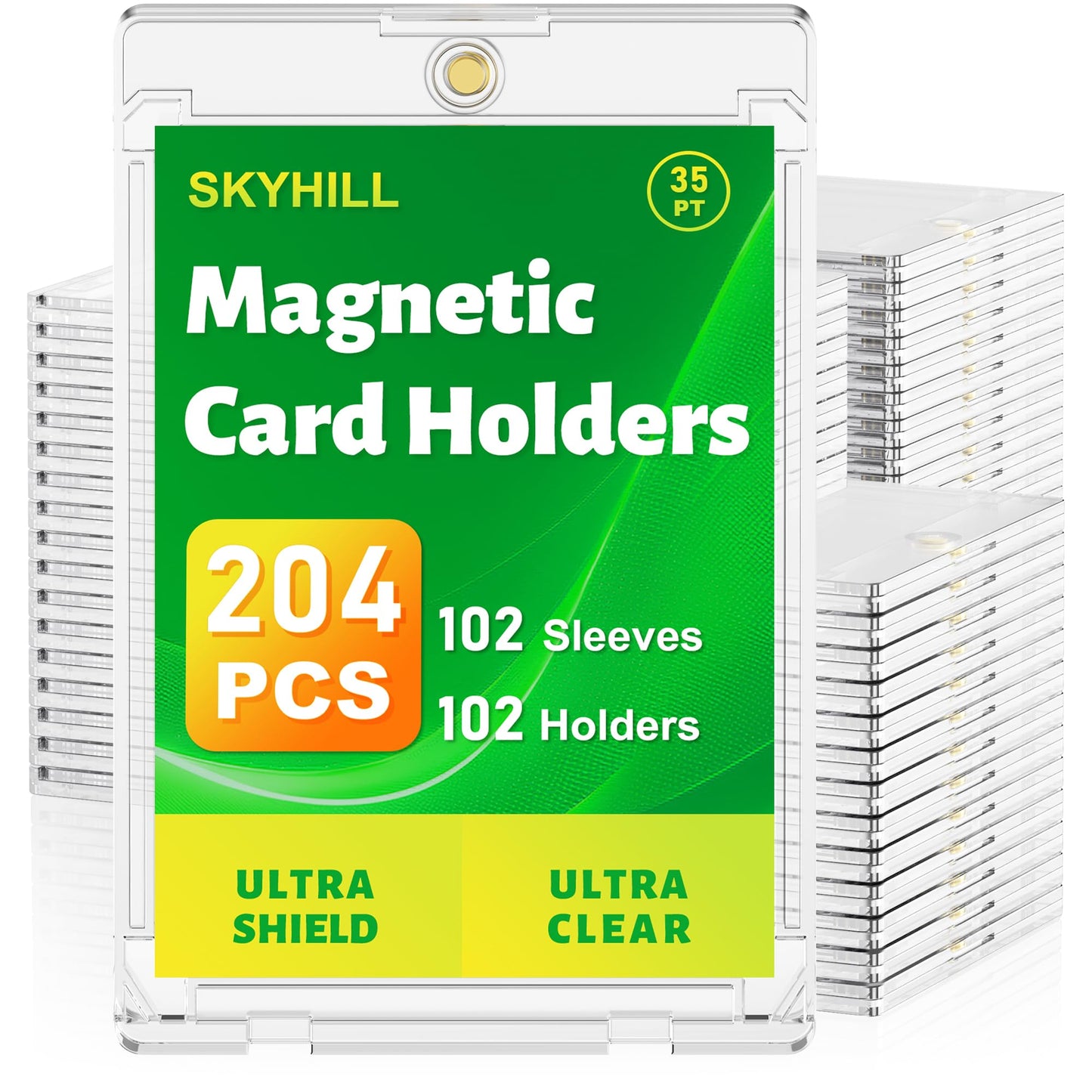 Skyhill 102ct Magnetic Card Holders – 35pt Acrylic One-Touch Case + 102 Sleeves