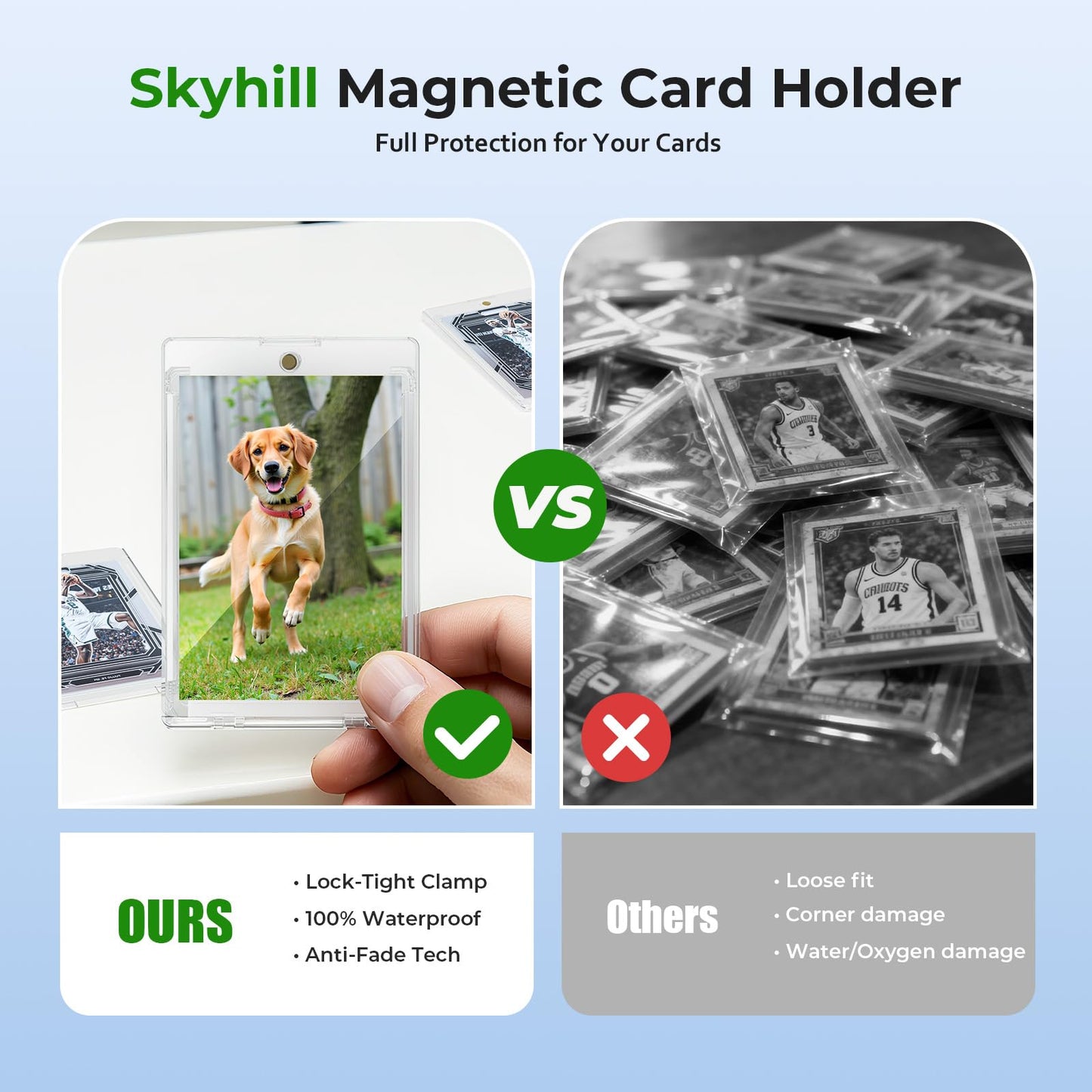 Skyhill 200ct Magnetic Card Holders – 35pt Acrylic One-Touch Case with 200 Sleeves, UV & Waterproof Protection