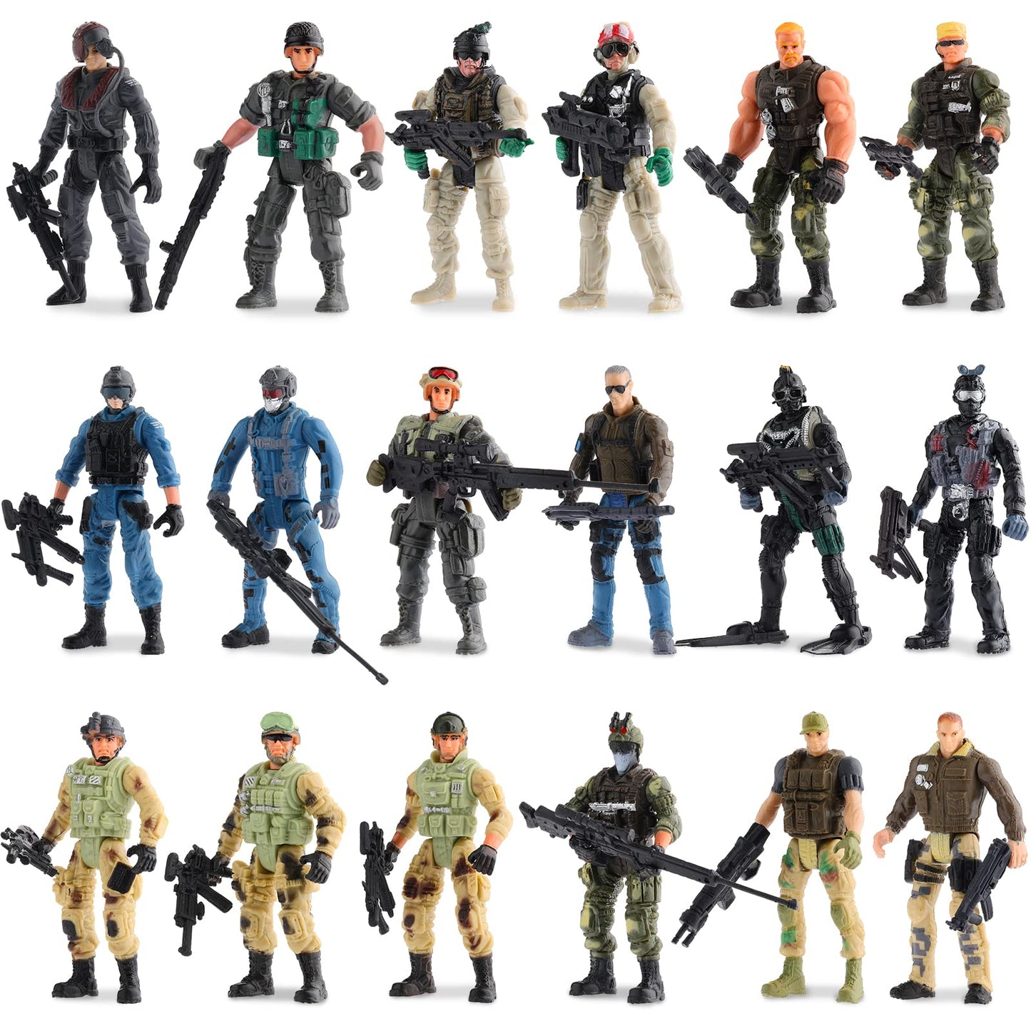 Skylety 18 Pcs Special Forces Army Men – Movable 4-Inch Army Toys