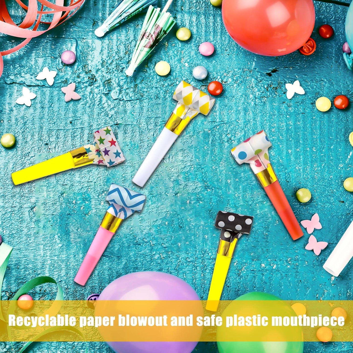 Skylety 20 Pcs New Years Party Blowers – Colorful Noisemakers
