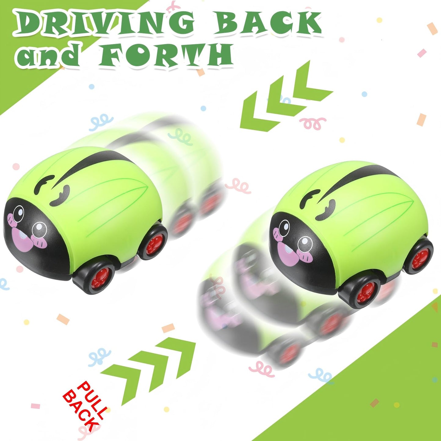 Skylety 6-Piece Animals Pull Back Cars | Friction-Powered Push & Go Vehicle Playset