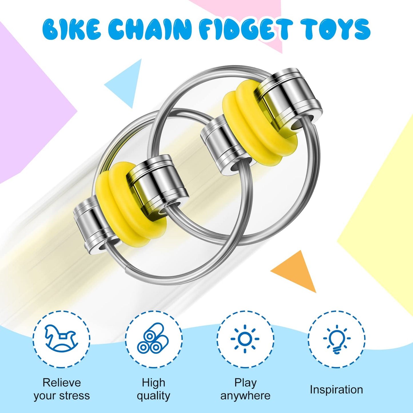 Skylety 20 Pcs Bike Fidget Chain Flippy Key Ring for Adults – Quiet Stress Relief