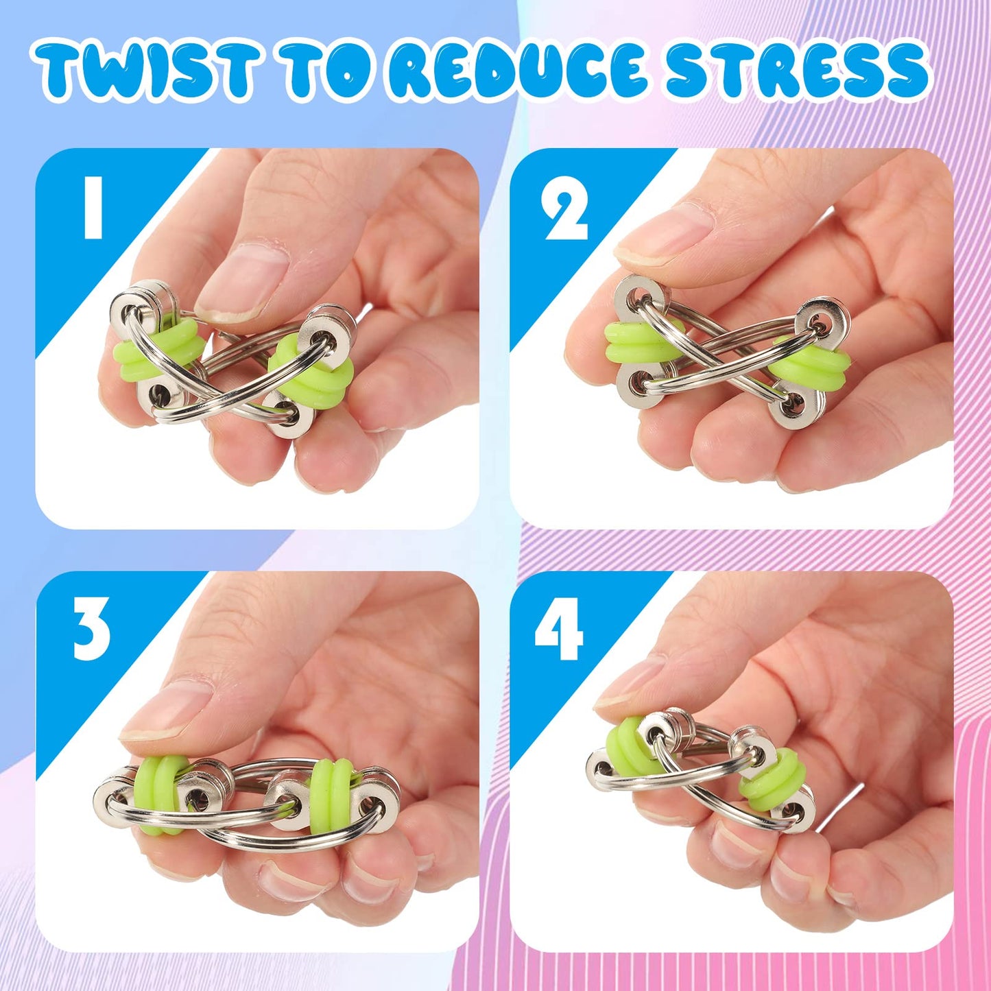 Skylety 20 Pcs Bike Fidget Chain Flippy Key Ring for Adults – Quiet Stress Relief