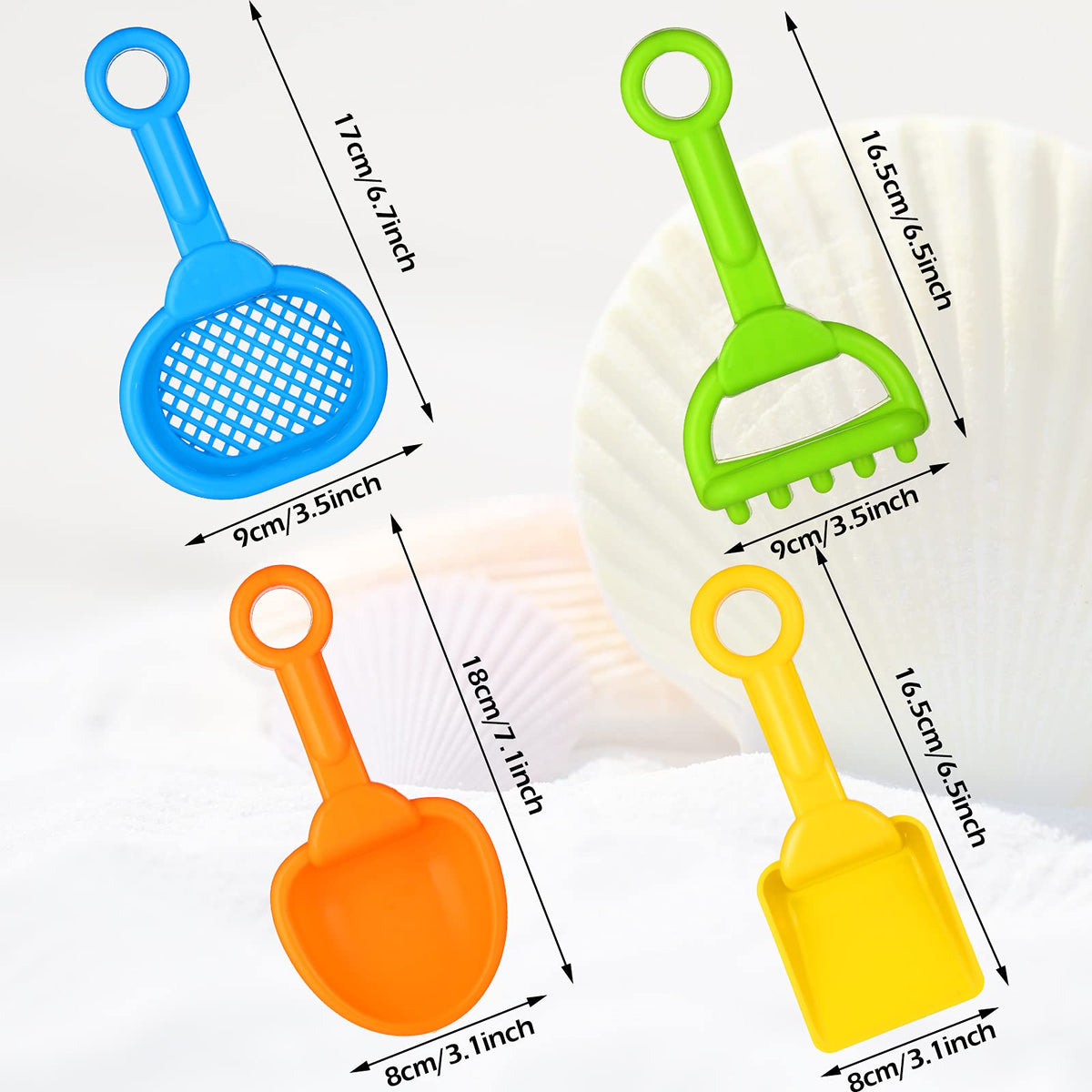Skylety 8-Piece Colorful Sand Shovels Set for Beach, Snow & Garden