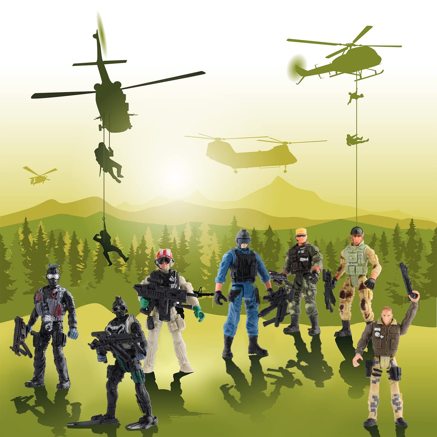 Skylety 18 Pcs Special Forces Army Men – Movable 4-Inch Army Toys