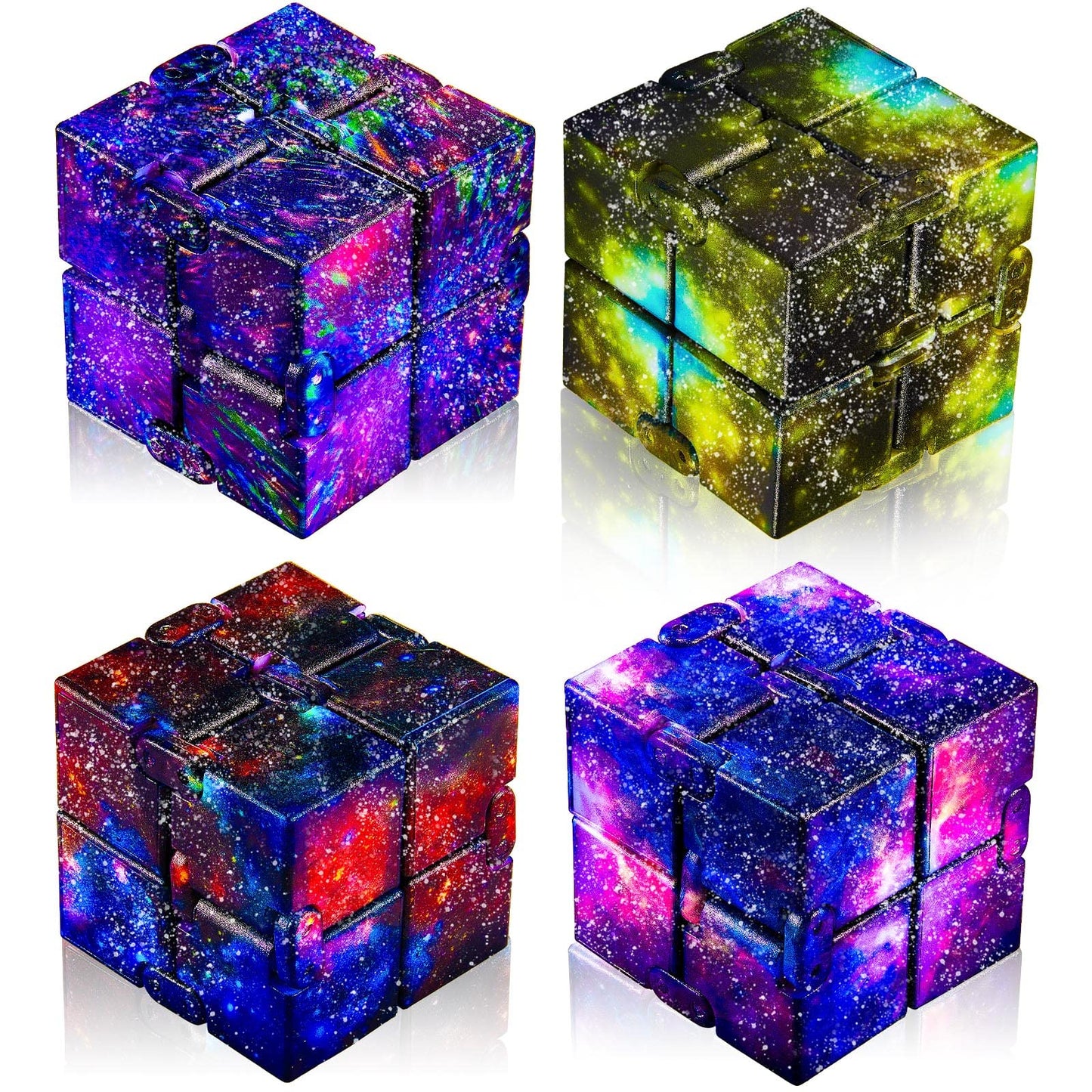 Skylety Cube Anxiety Relief Toy — Handheld Infinity Stress Cube (4 Pcs, Galaxy)